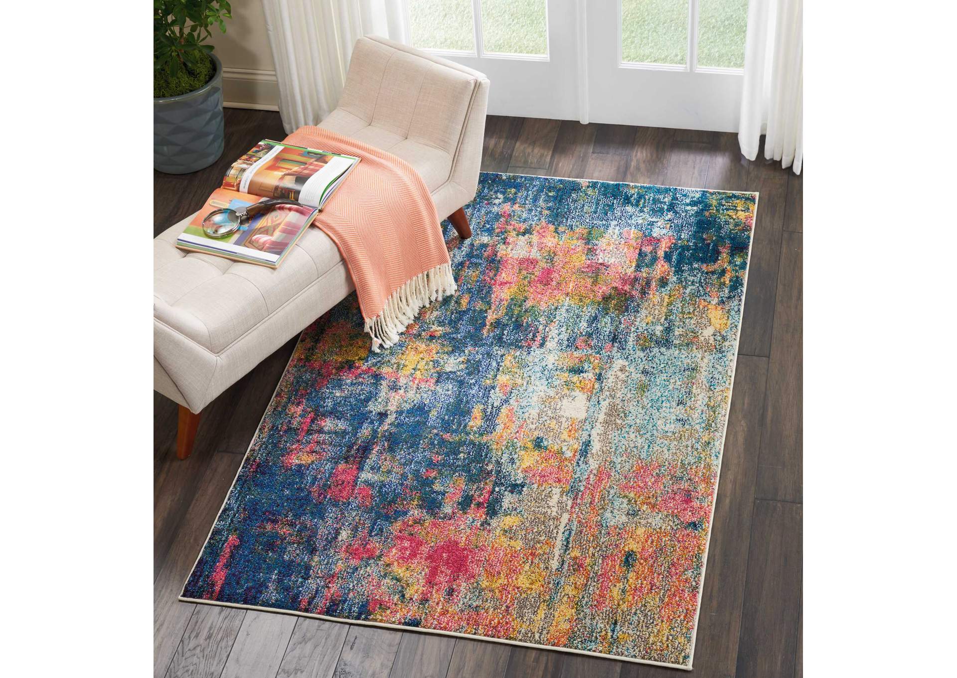 Nourison Celestial CES09 Blue Multicolor 4'x6' Colorful Area Rug,Nourison