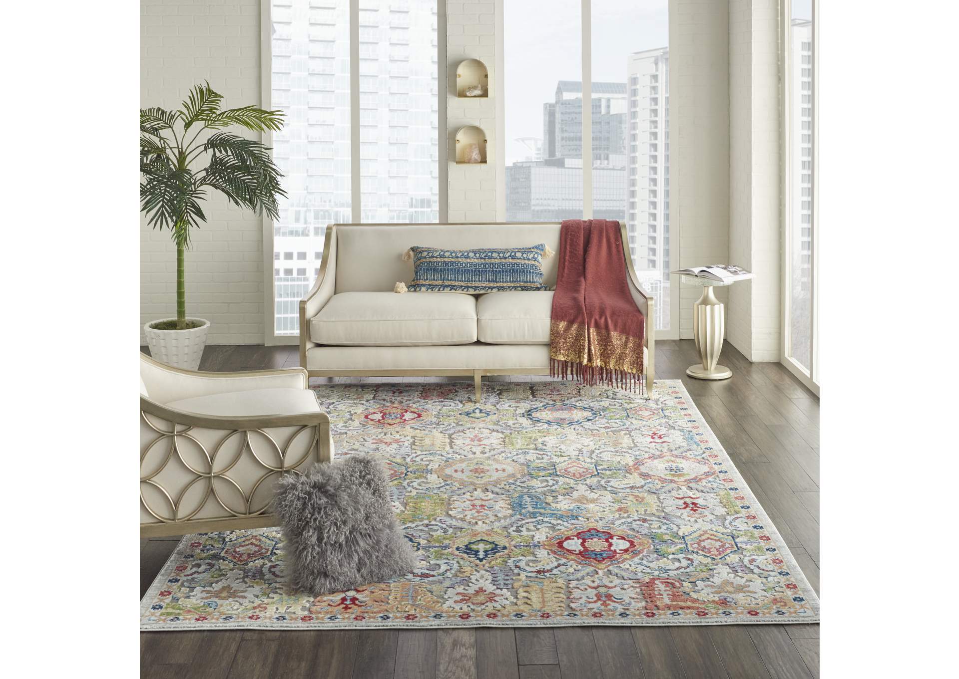 Nourison Ankara Global ANR12 Grey Multicolor 9'x12' Oversized Textured Rug,Nourison