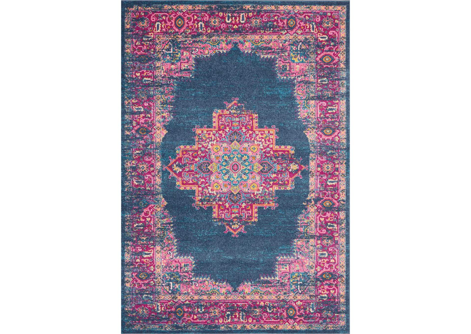 Nourison Passion PSN03 Blue and Pink 7'x10' Large Rug,Nourison