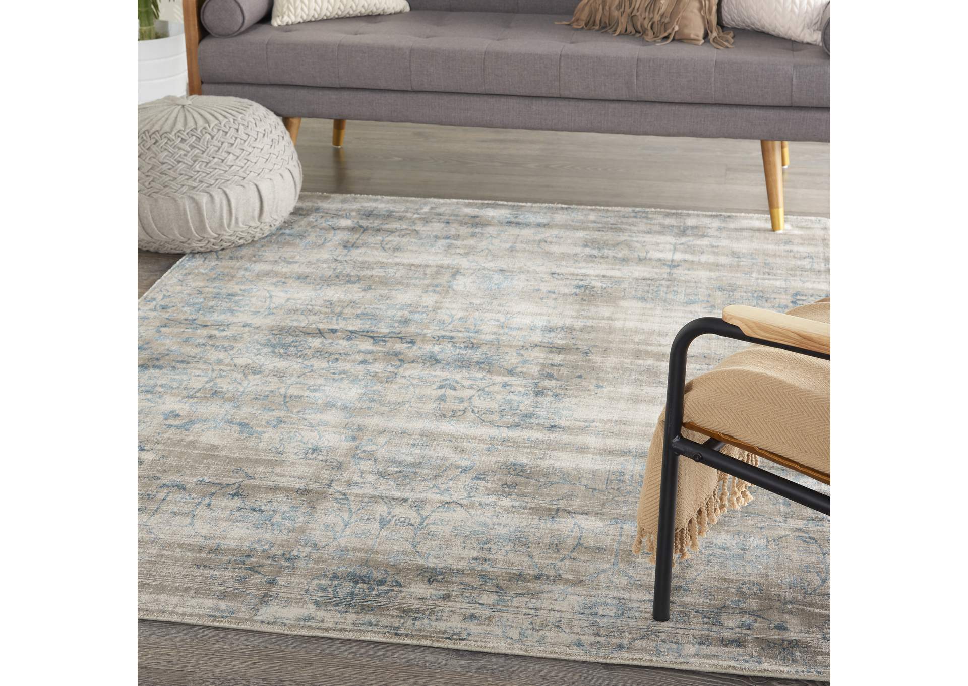 kathy ireland Home Desert Skies DSK06 Beige and Blue 4'x6' Area Rug,Nourison