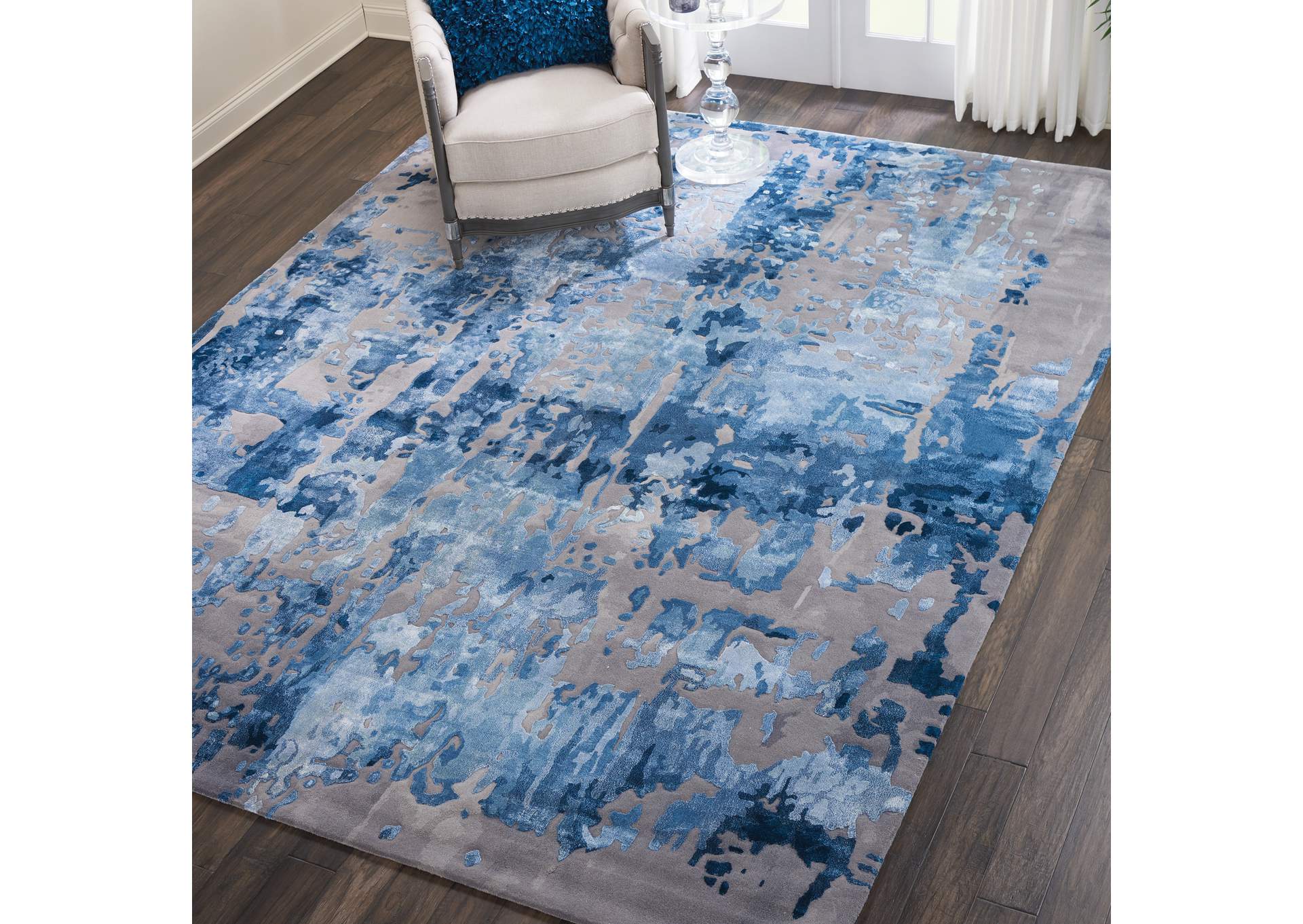 Nourison Prismatic 9'x12' Blue Grey Area Rug,Nourison