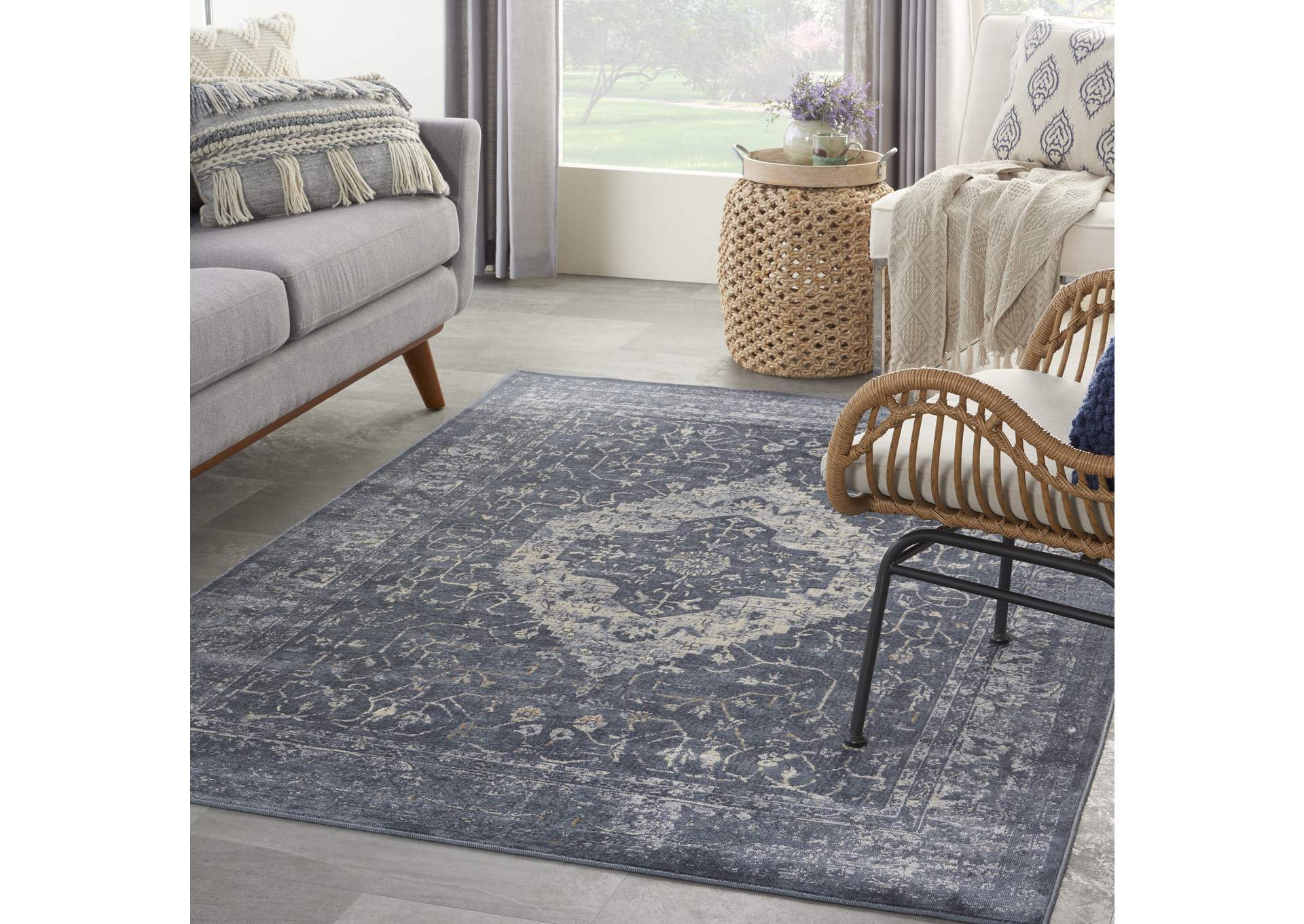 Malta by kathy ireland Home MAI11 Navy 5'x8' Area Rug,Nourison