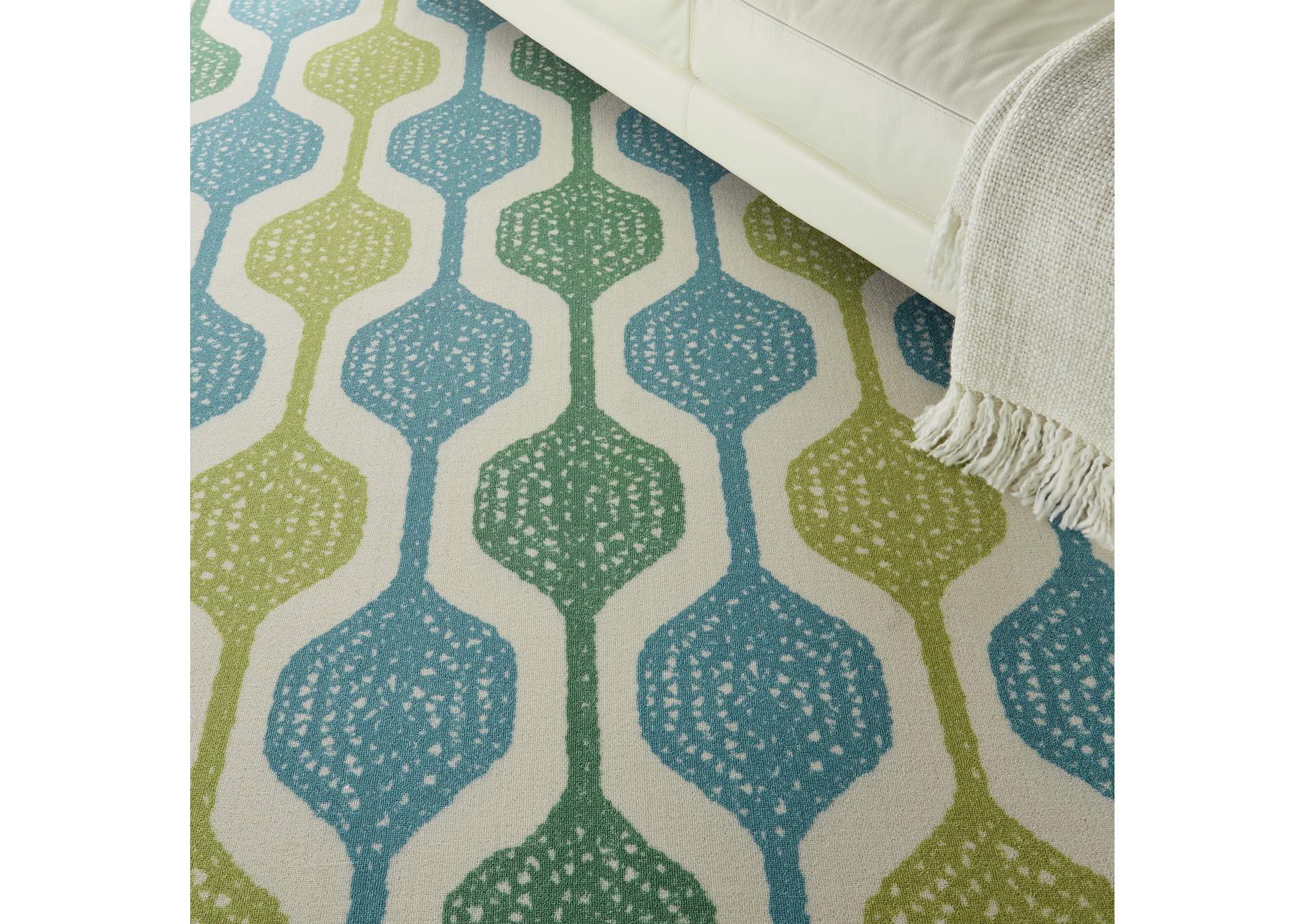 Waverly Sun N Shade SND70 Blue and Green 10'x13' Oversized Indoor-outdoor Rug,Nourison