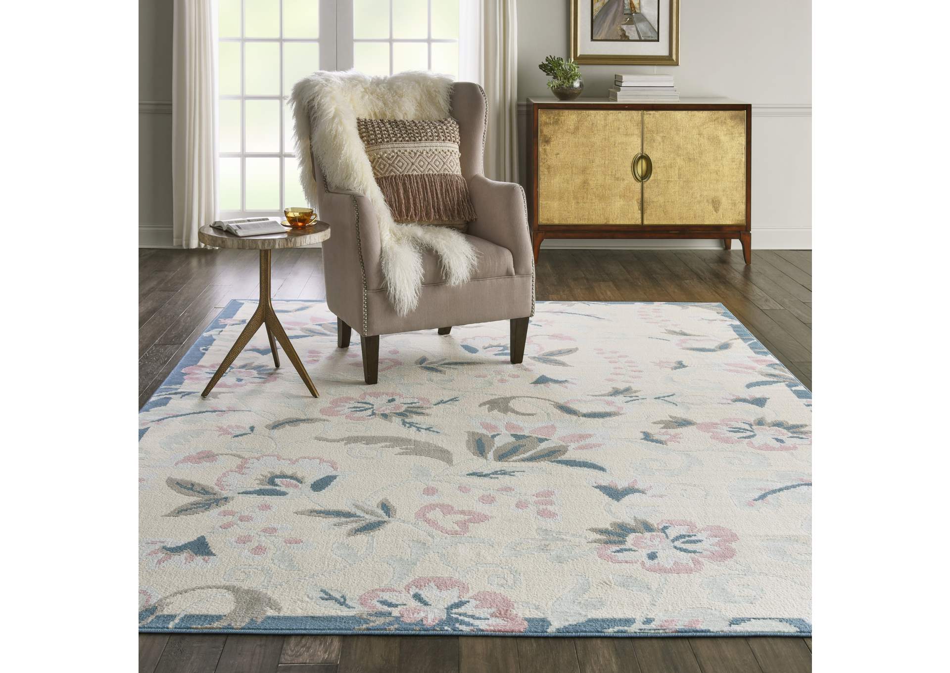 Nourison Jubilant JUB15 White Multicolor 8'x10' Large Low-pile Rug,Nourison