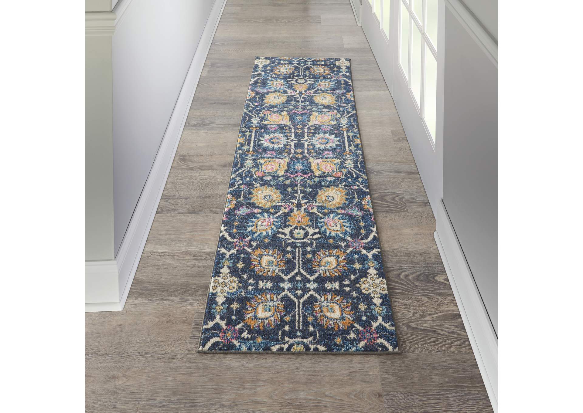 Nourison Passion 8' Runner Navy and Blue Area Rug,Nourison