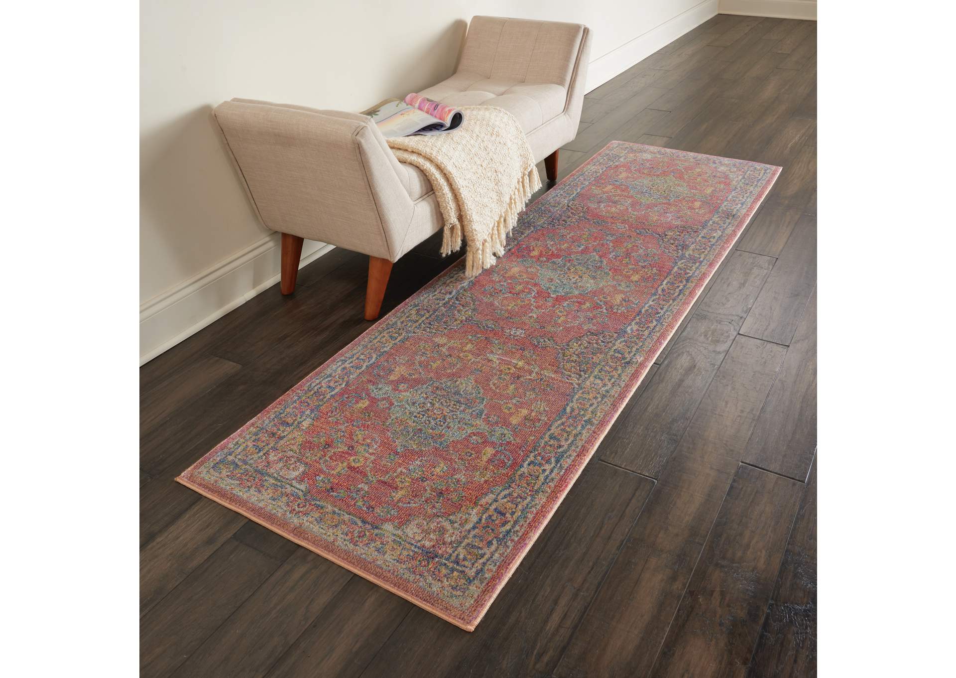 Nourison Ankara Global ANR01 Multicolor 6' Runner Low-pile Hallway Rug,Nourison