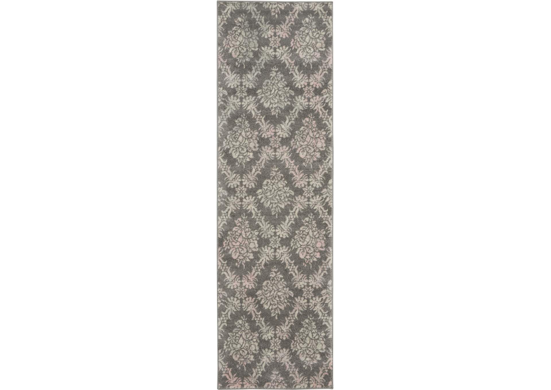 Nourison Tranquil TRA09 Pink and Grey 7' Runner Hallway Rug,Nourison