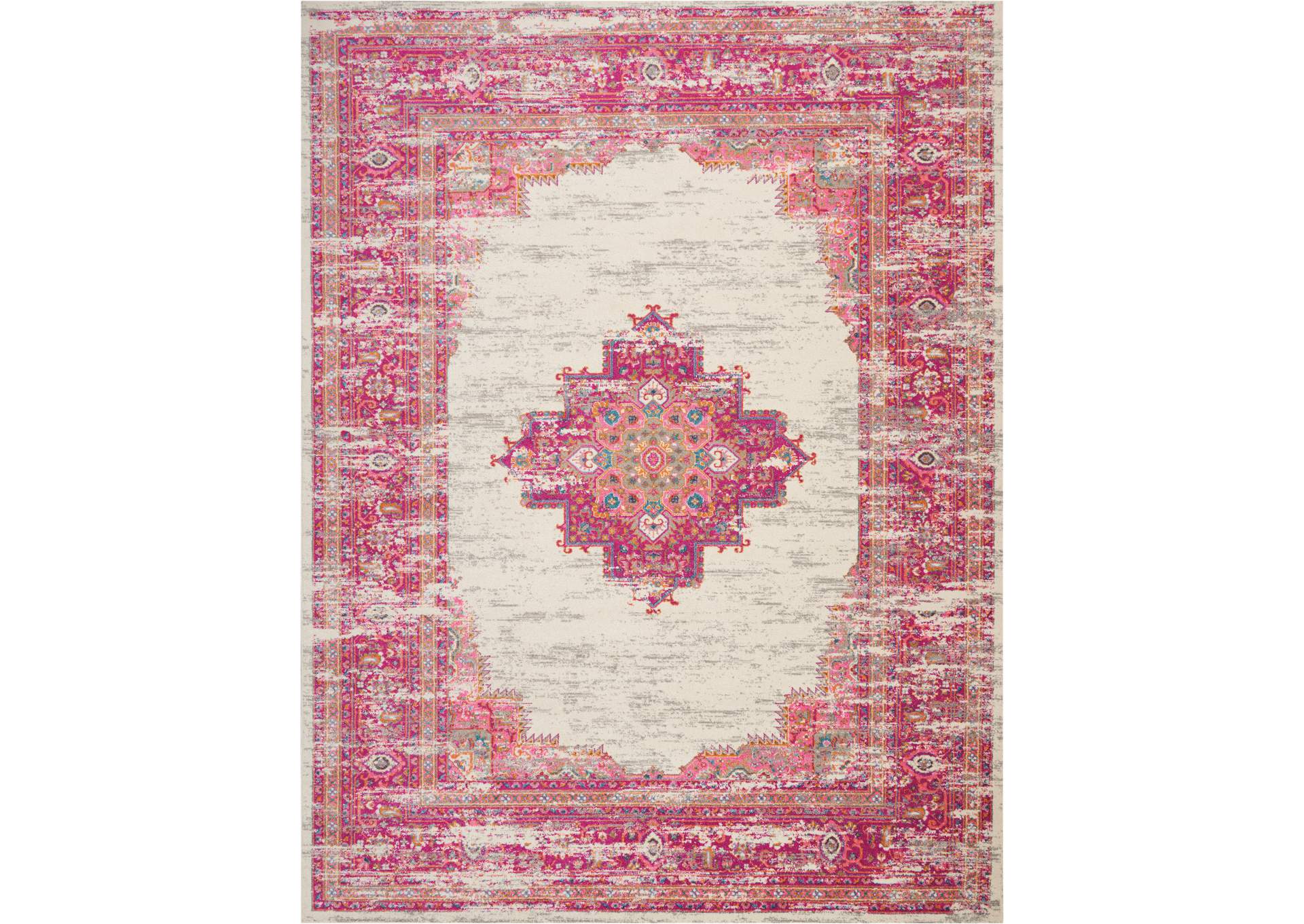 Nourison Passion PSN03 Pink and White 9'x12' Oversized Rug,Nourison