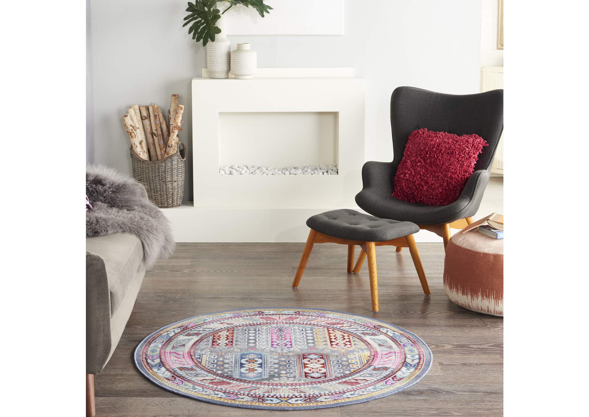 Nourison Vintage Kashan 4' Round Area Rug,Nourison
