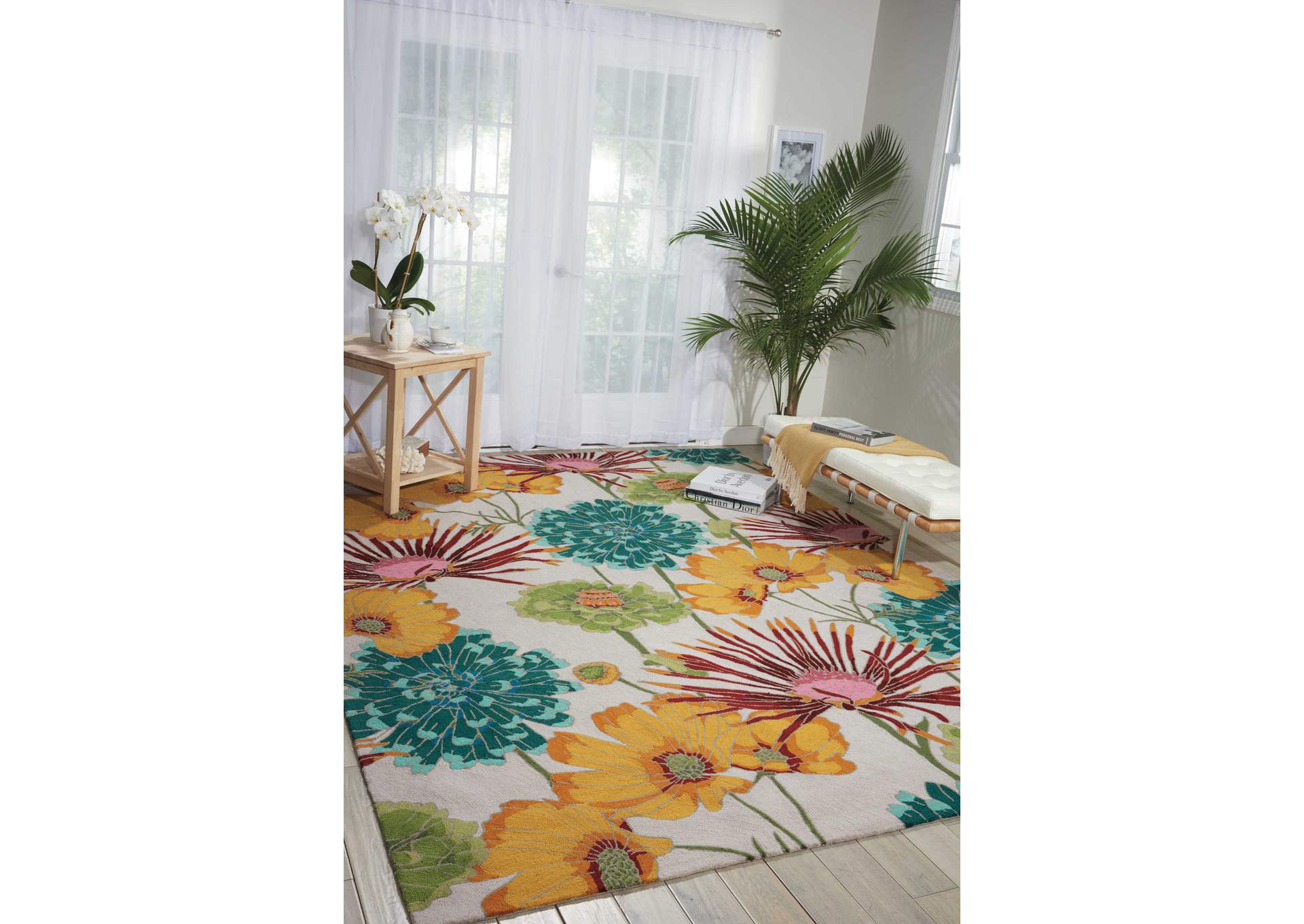 Nourison Fantasy FA26 White Multicolor 4'x6' Area Rug,Nourison