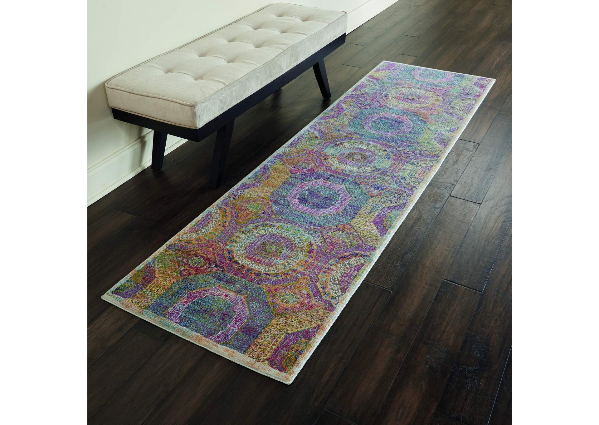 Nourison Ankara Global ANR05 Multicolor 8' Runner Low-pile Hallway Rug,Nourison