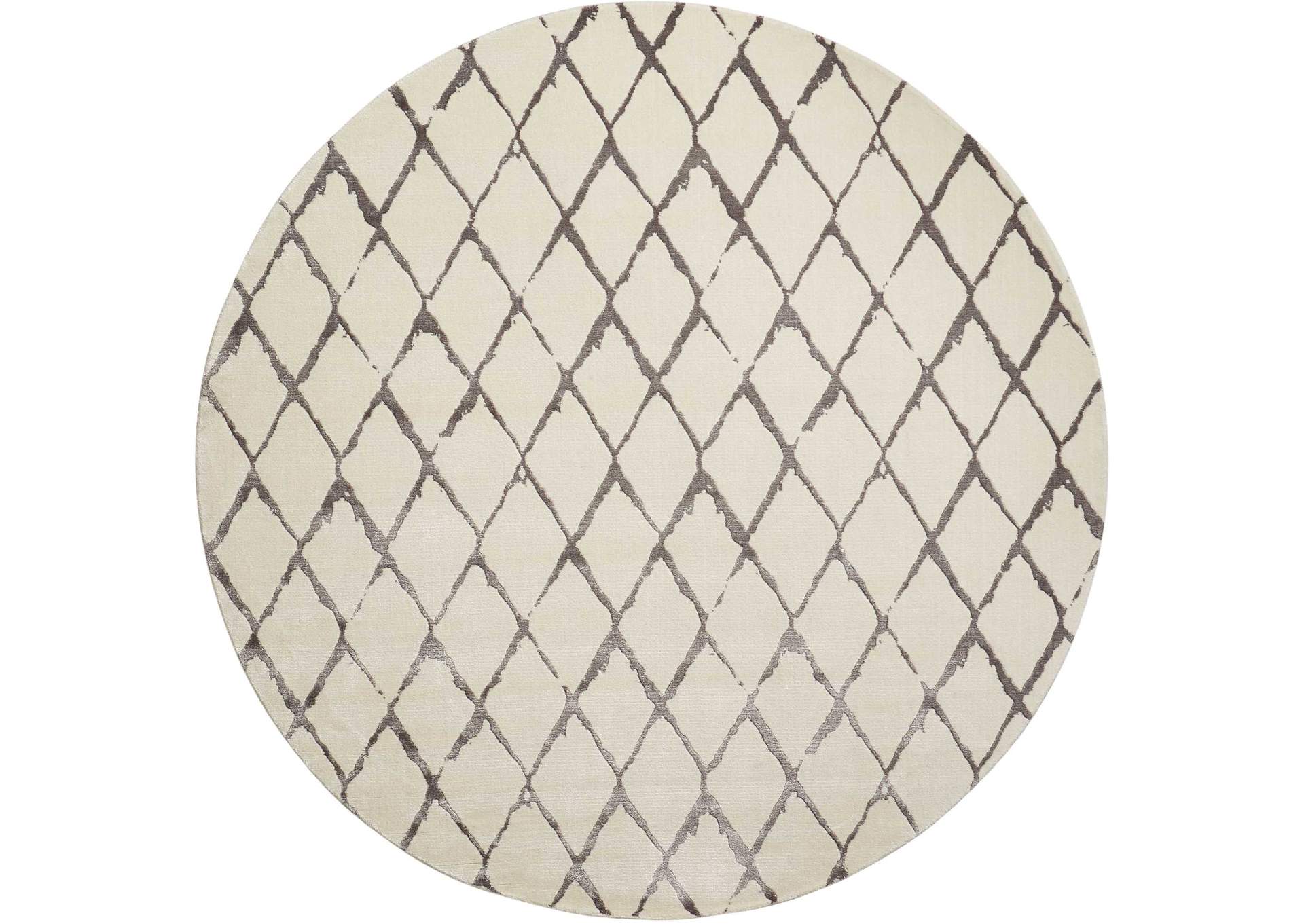 Nourison Twilight TWI15 Silver and White 8' Round Large Rug,Nourison