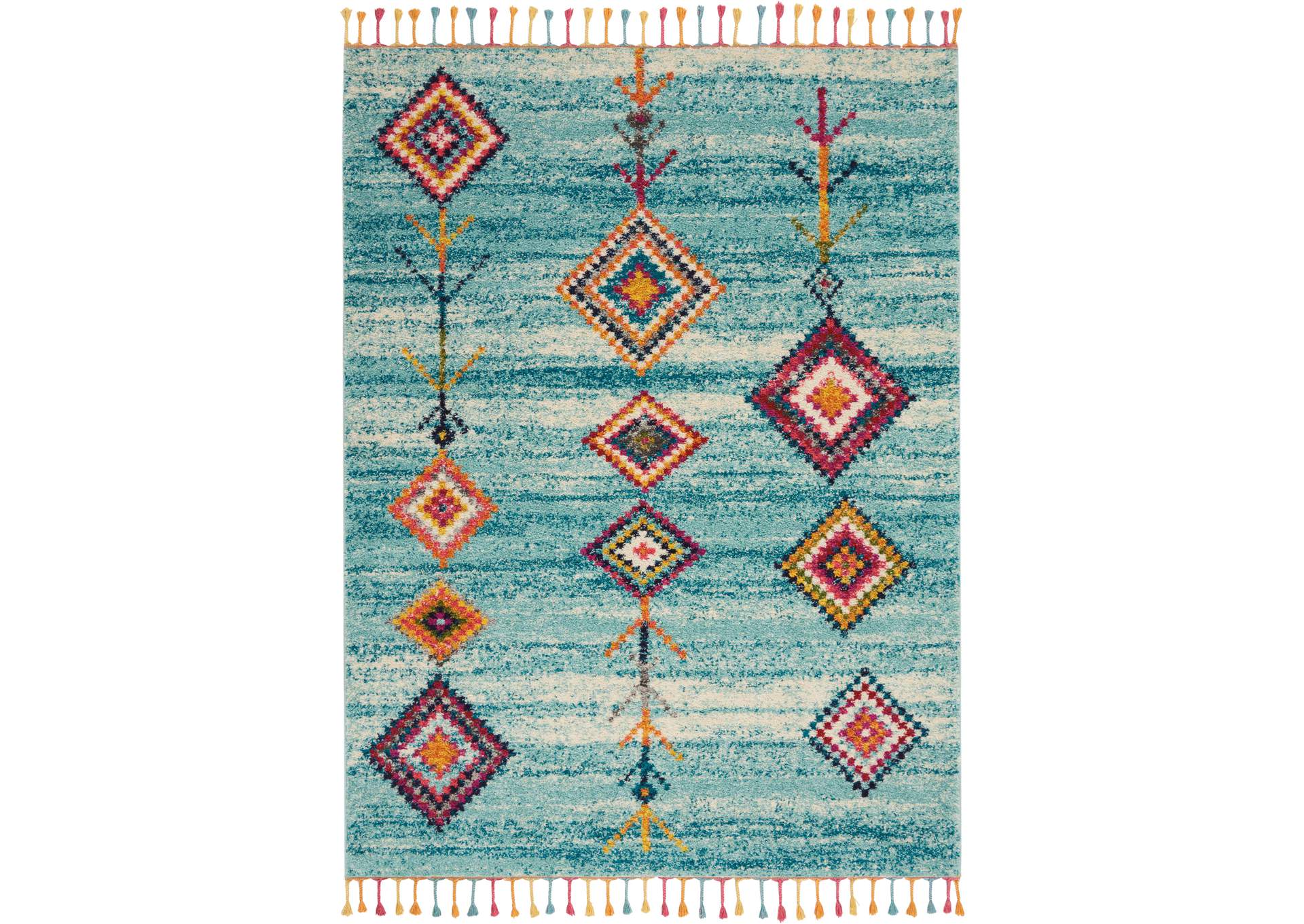 Nourison Nomad NMD04 Aqua Multicolor 5'x8' Scandinavian Area Rug,Nourison
