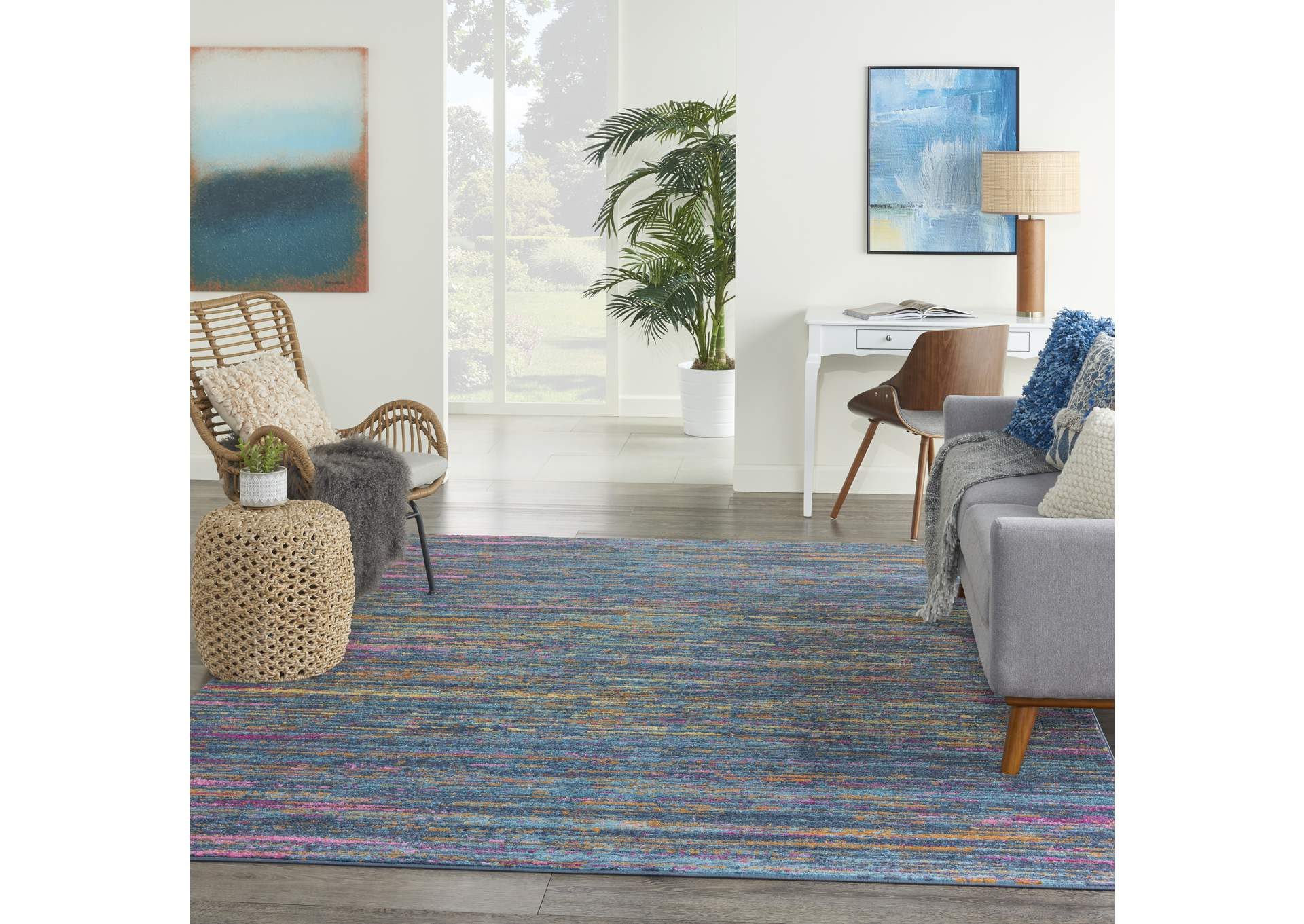 Nourison Passion 7'x10' Blue Multicolor Area Rug,Nourison