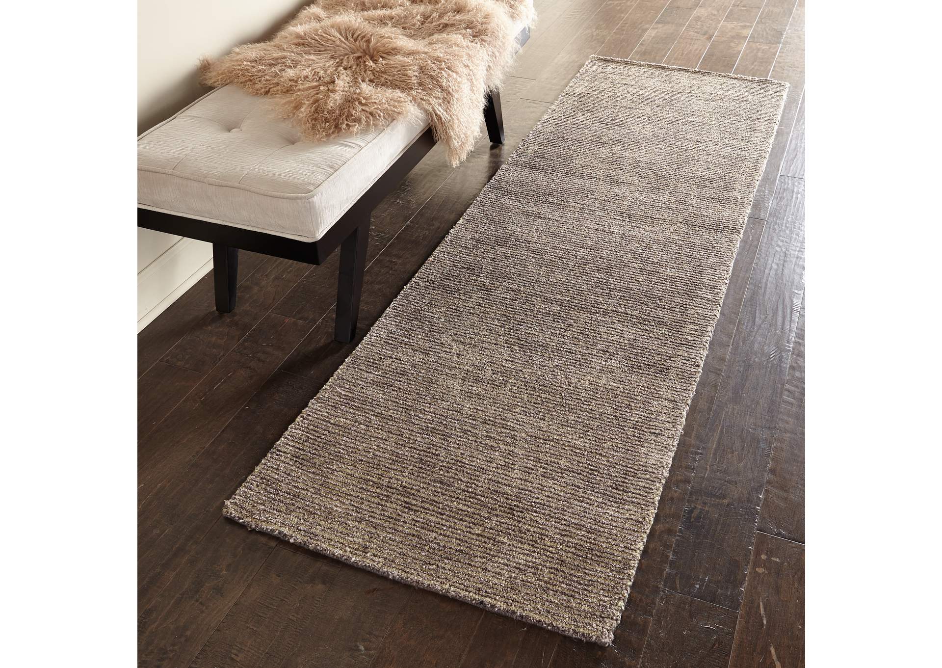 Nourison Weston WES01 Grey 8' Runner Textured Hallway Rug,Nourison