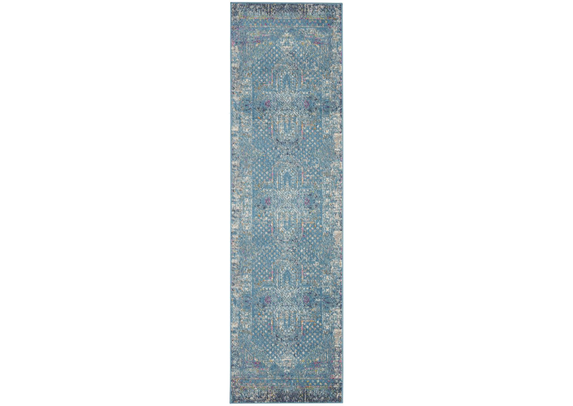 Nourison Passion 8' Runner Blue Area Rug,Nourison