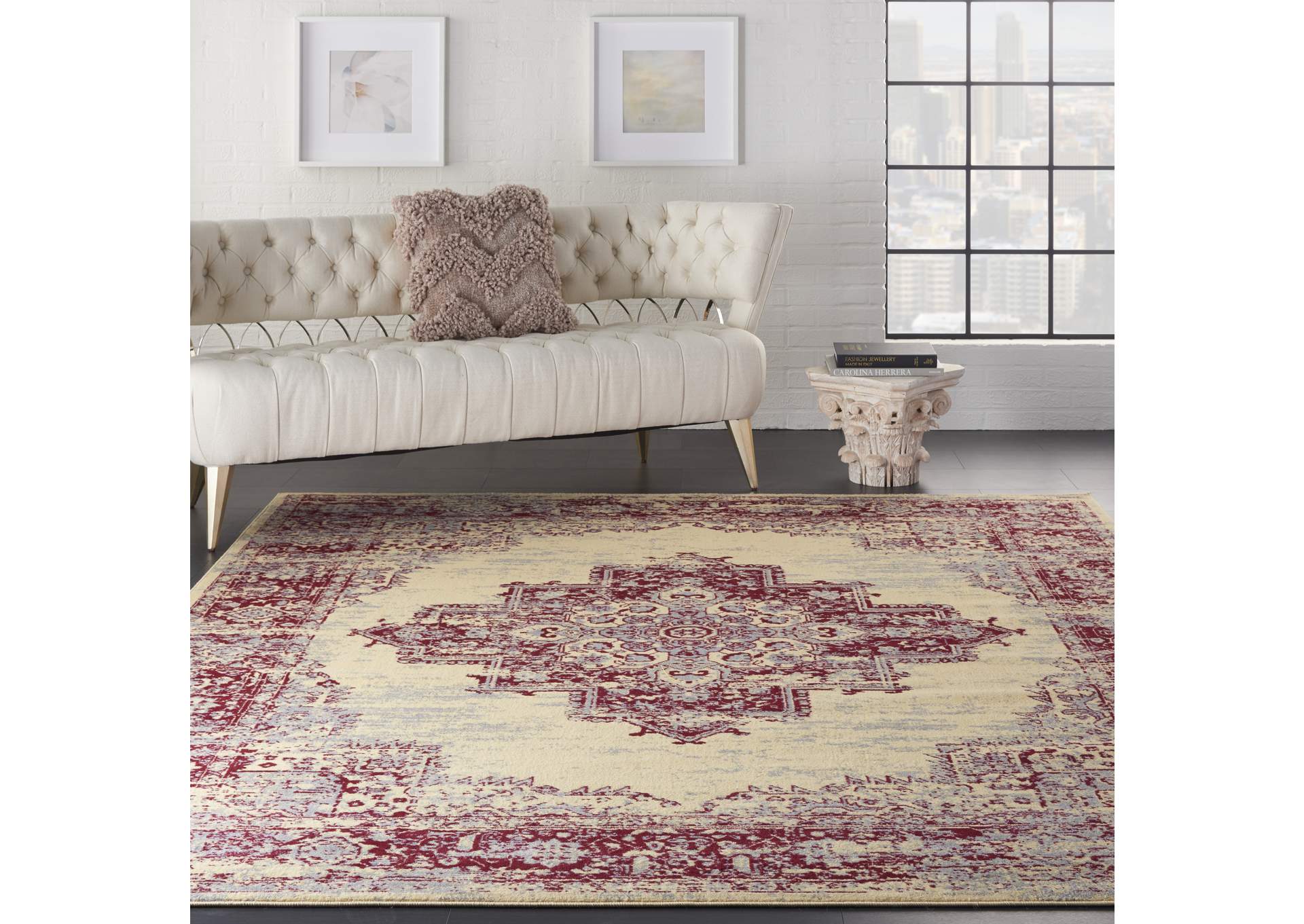 Nourison Grafix GRF14 Red and White 8'x10' Large Rug,Nourison