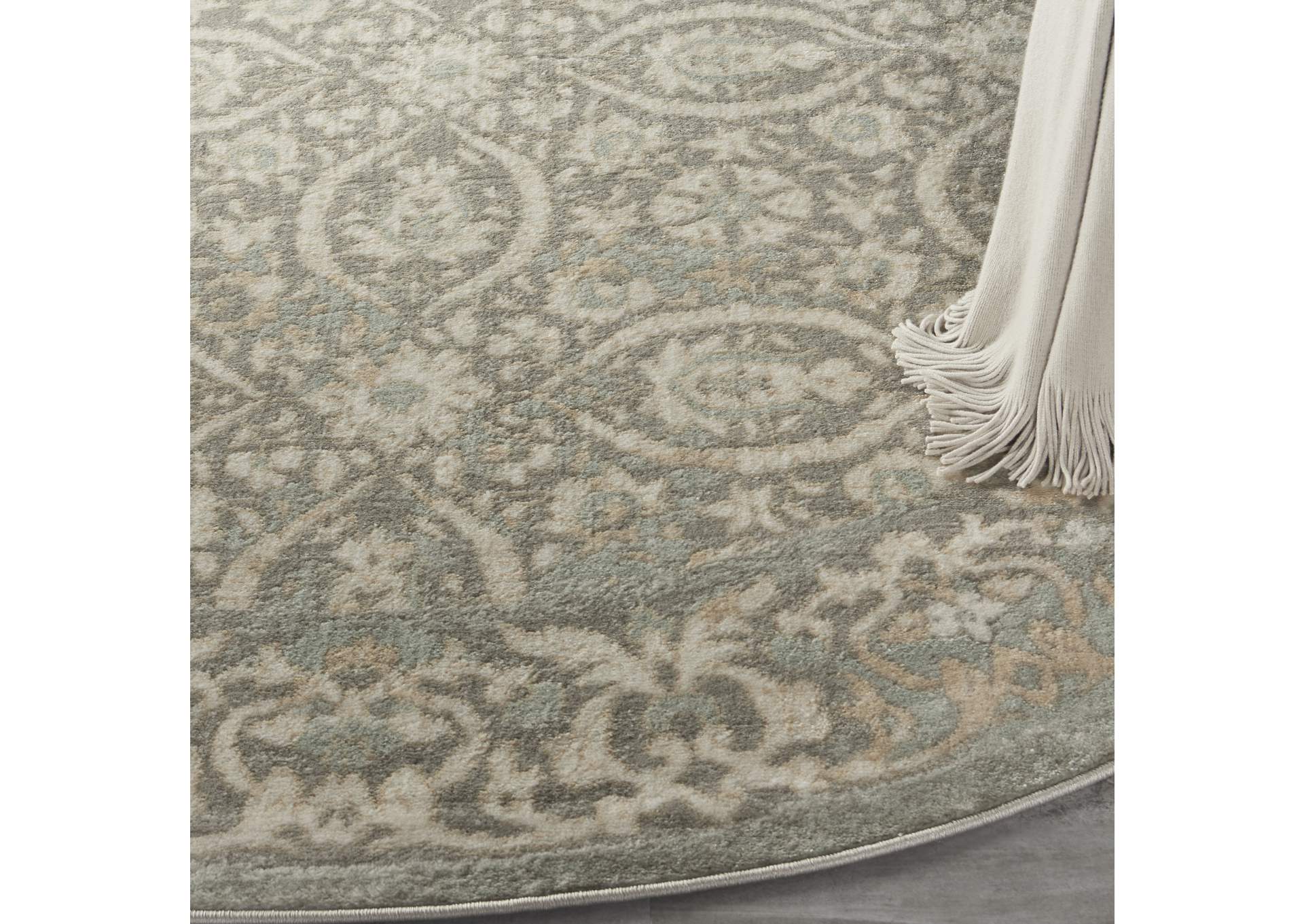 Nourison Euphoria EUP05 Grey 8' Round Large Rug,Nourison