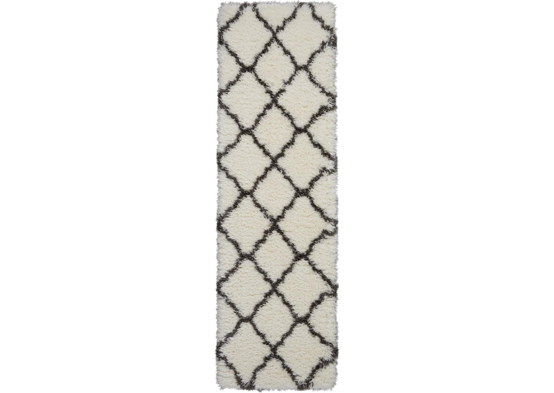 Nourison Luxe Shag LXS02 White 8' Runner Hallway Rug,Nourison