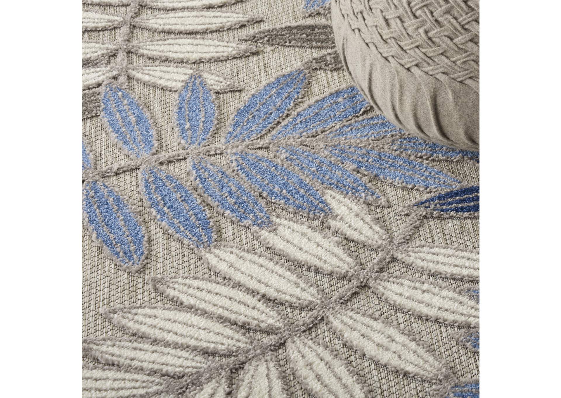 Nourison Aloha 5'xRound Blue Patio Area Rug,Nourison