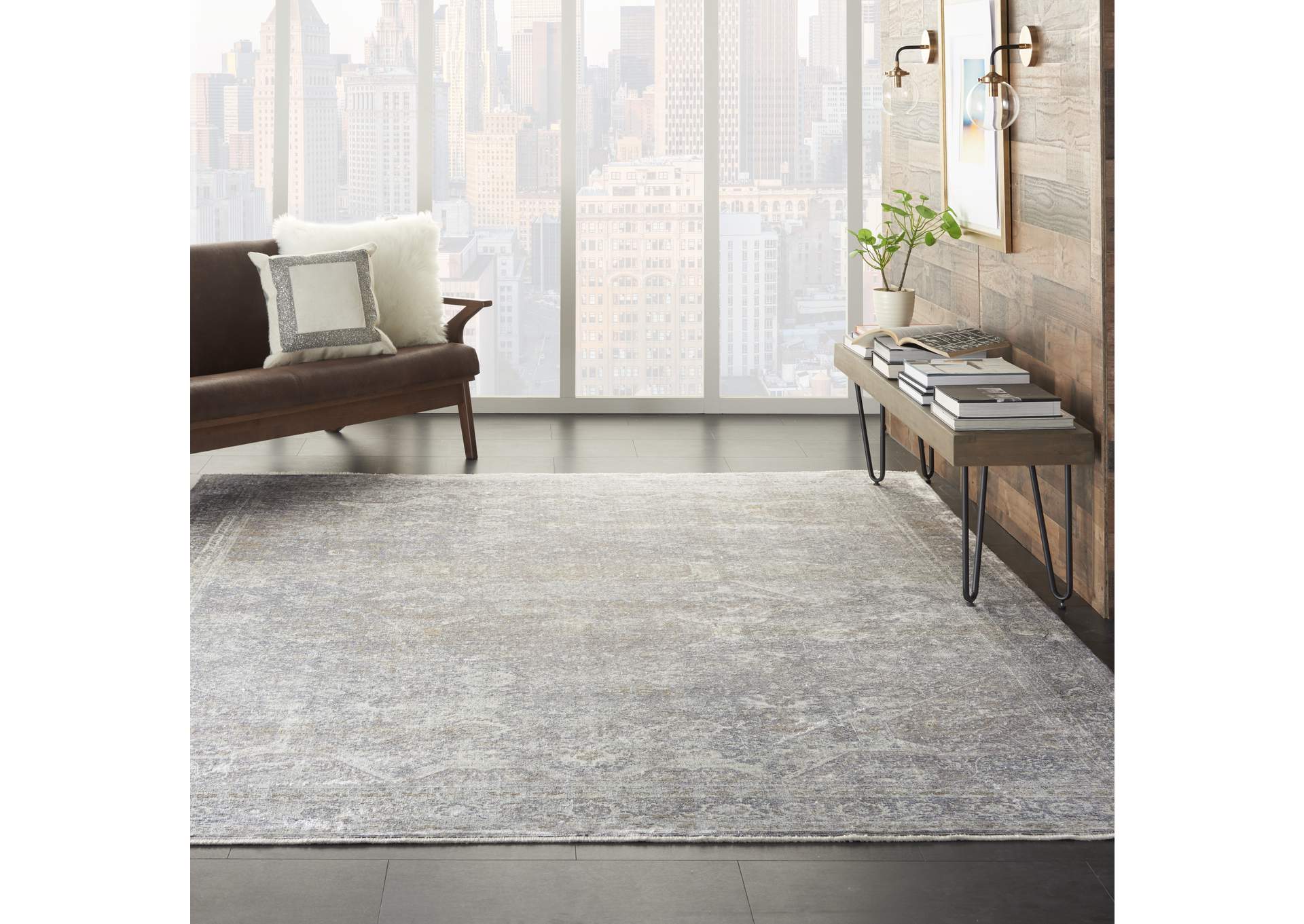 Nourison Starry Nights 10' x 13' Grey and Ivory Vintage Area Rug,Nourison