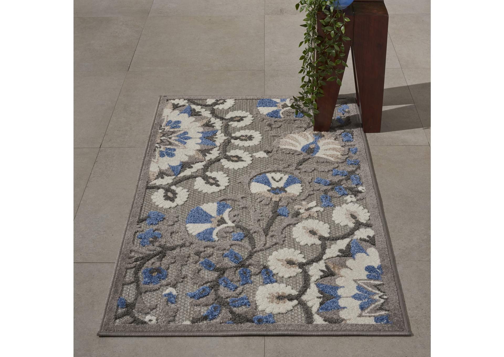 Nourison Aloha 3'x4' Grey Patio Area Rug,Nourison