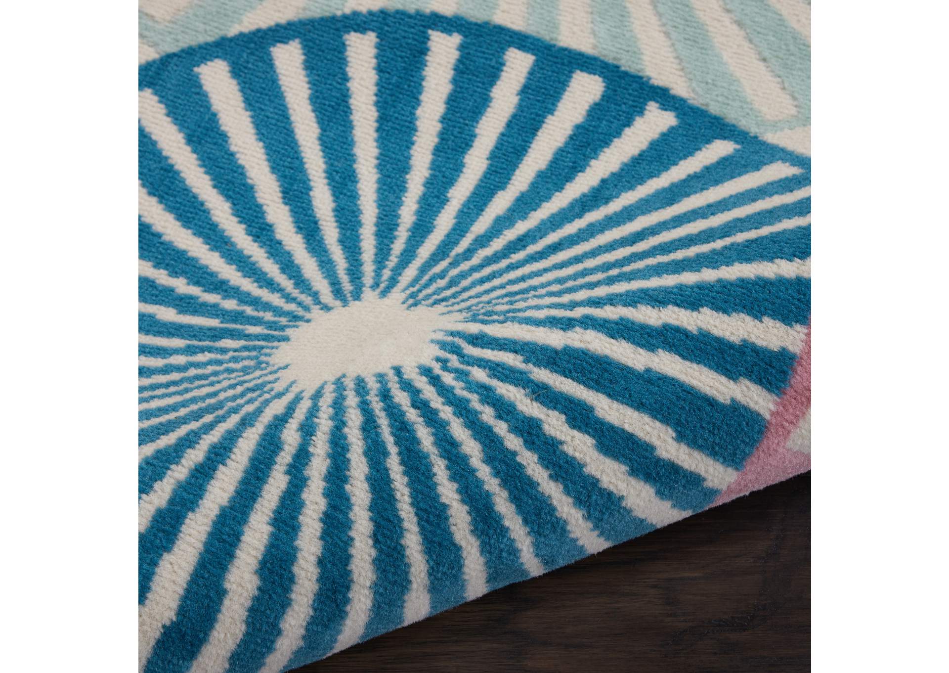 Nourison Grafix GRF20 White and Blue 8' Runner Hallway Rug,Nourison