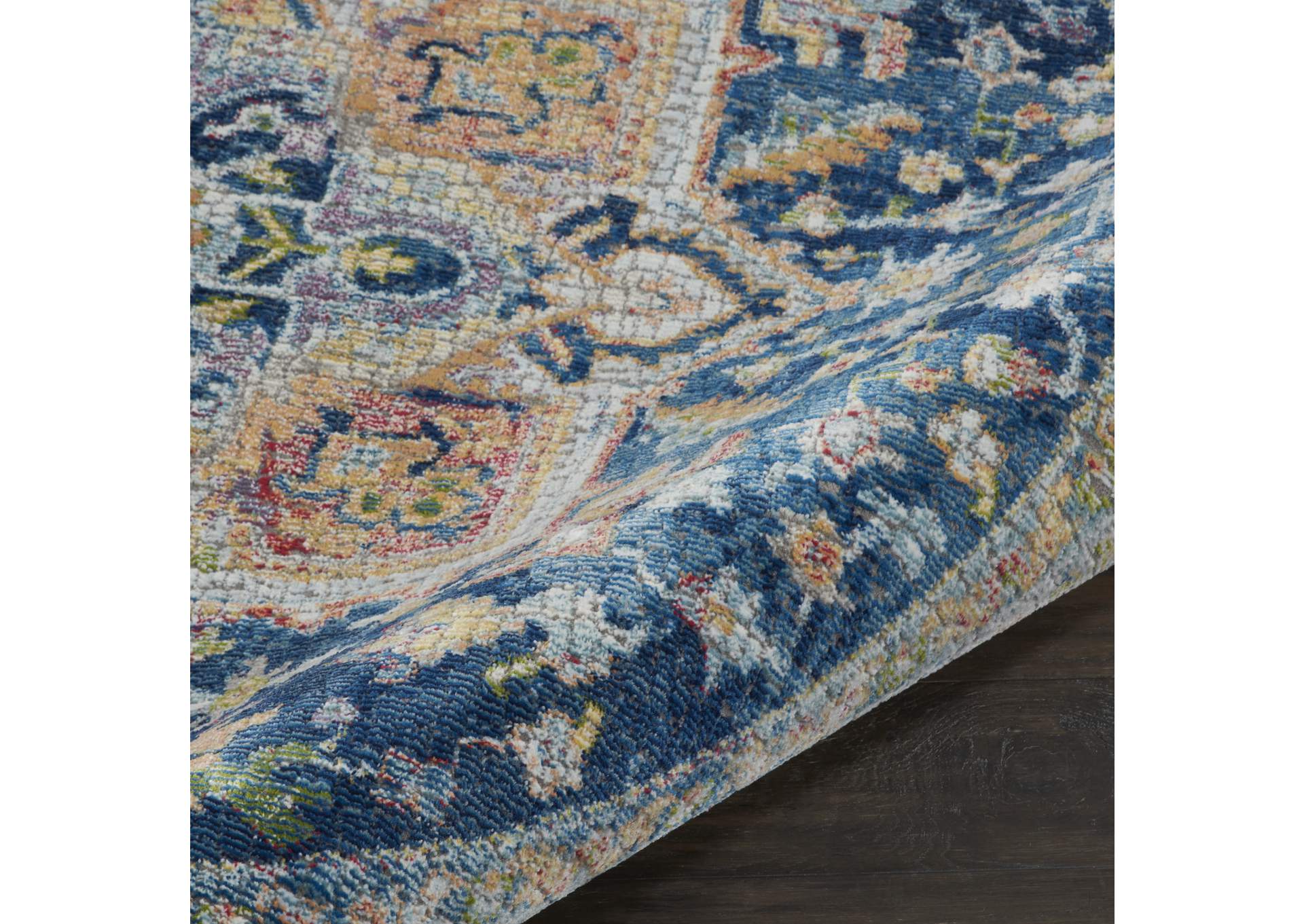 Nourison Ankara Global ANR11 Blue and Red Multicolor 6' Round Persian Area Rug,Nourison
