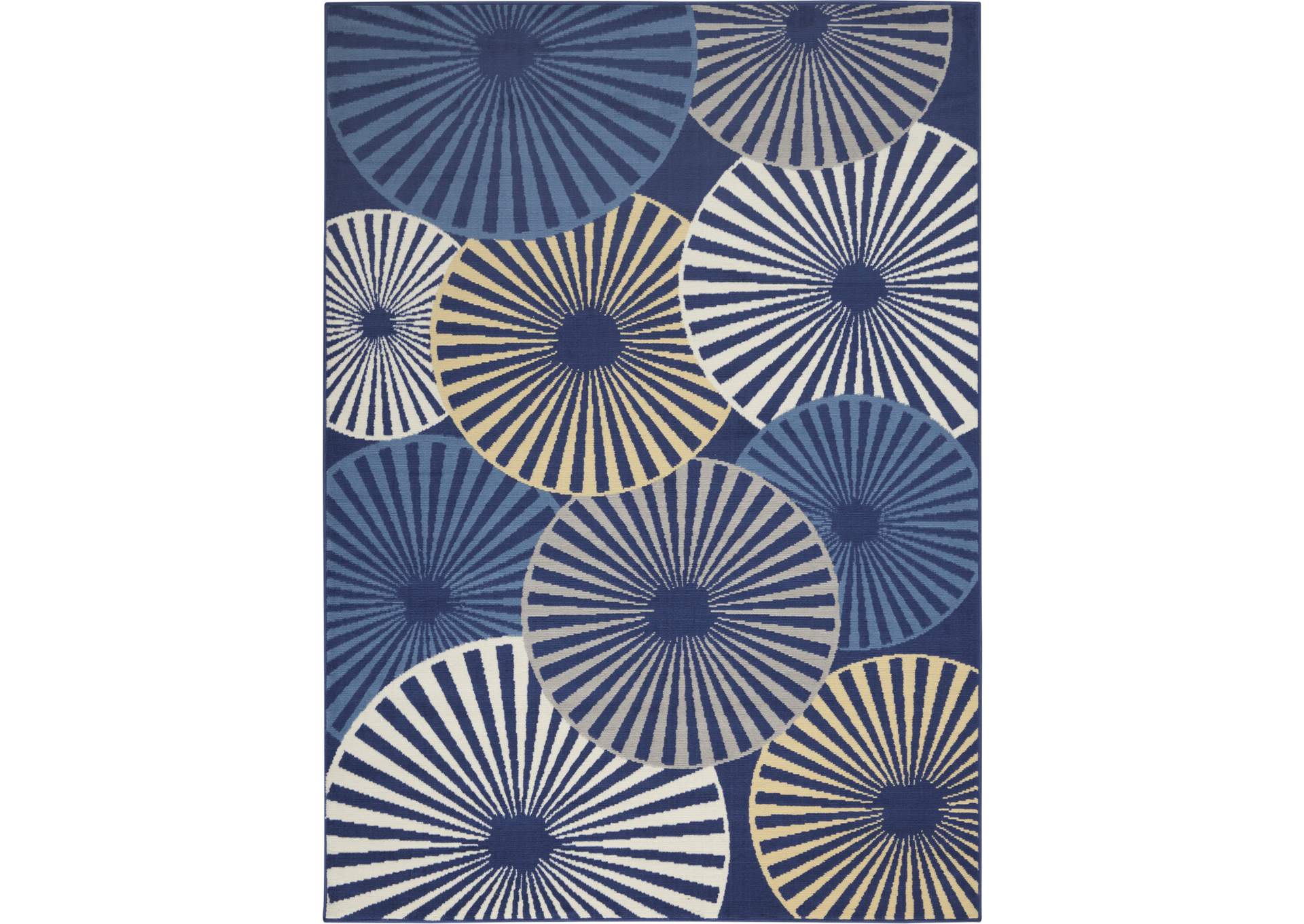Nourison Grafix GRF20 Navy and Cream White 5'x7' Area Rug,Nourison