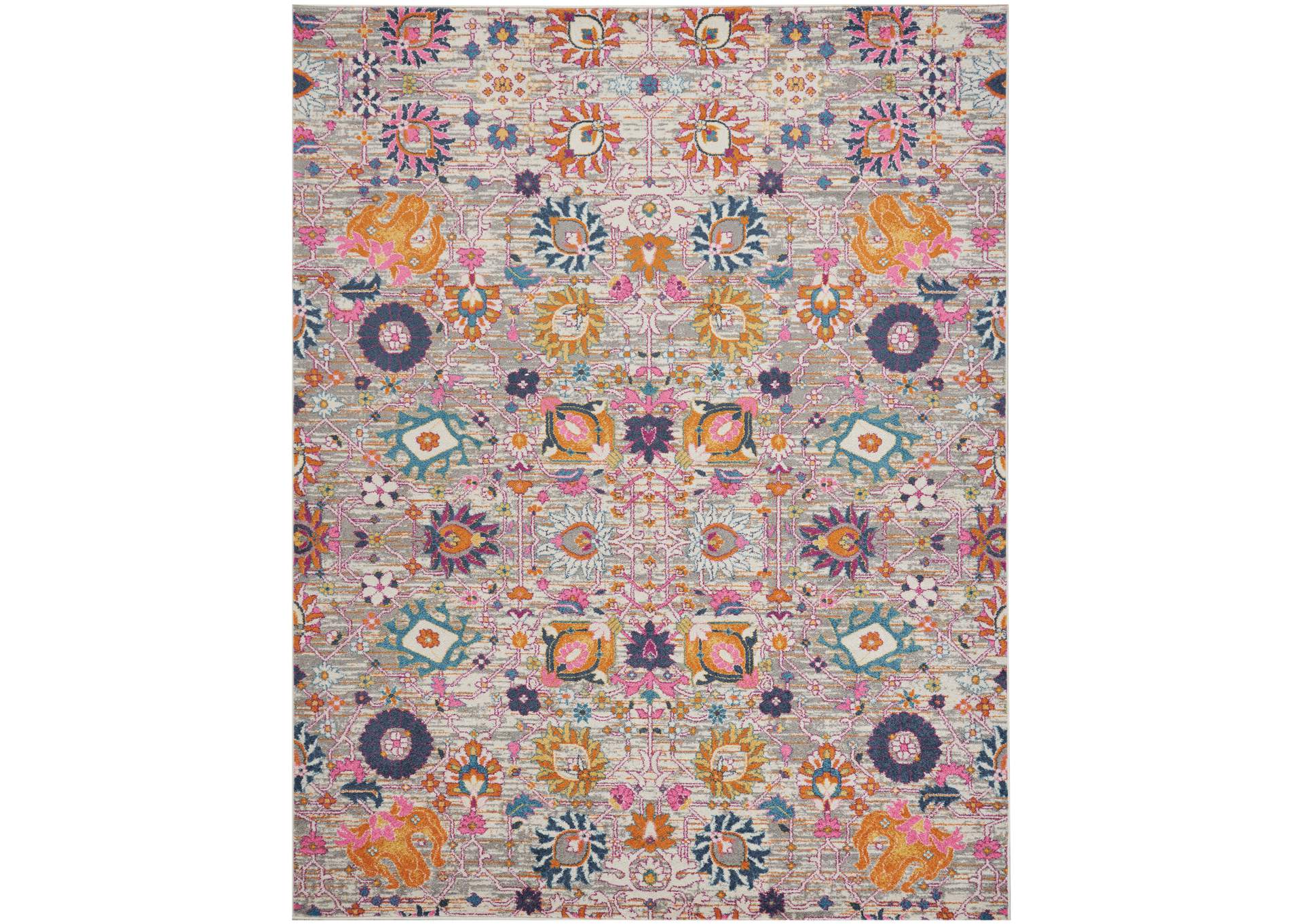 Nourison Passion PSN01 Pink and Grey 9'x12' Large Rug,Nourison