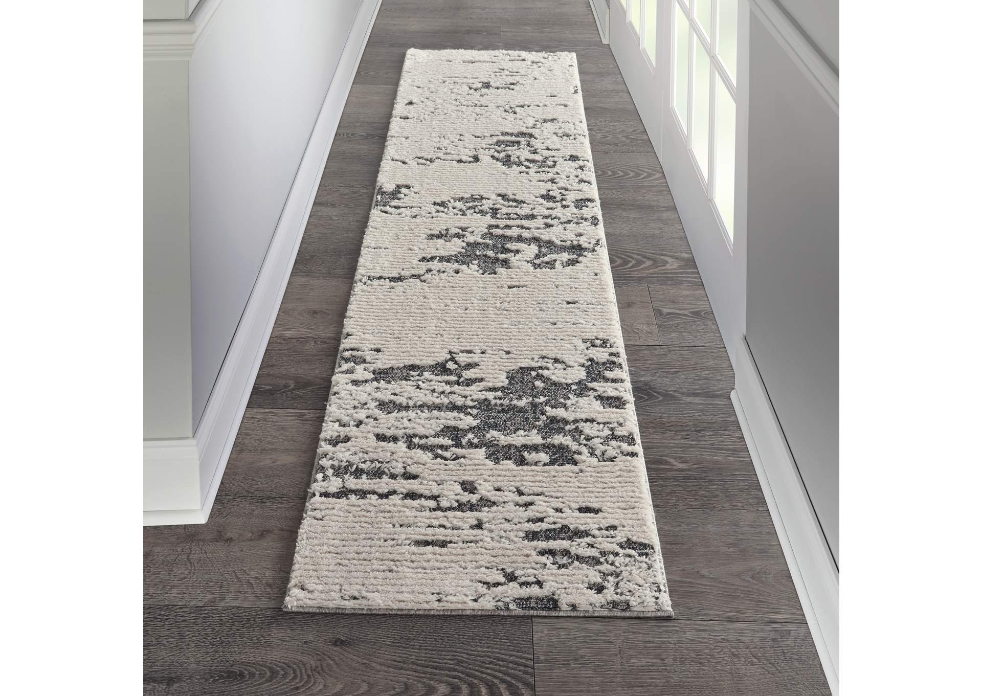 Nourison Zermatt 8' Runner Blue Neutral Area Rug,Nourison