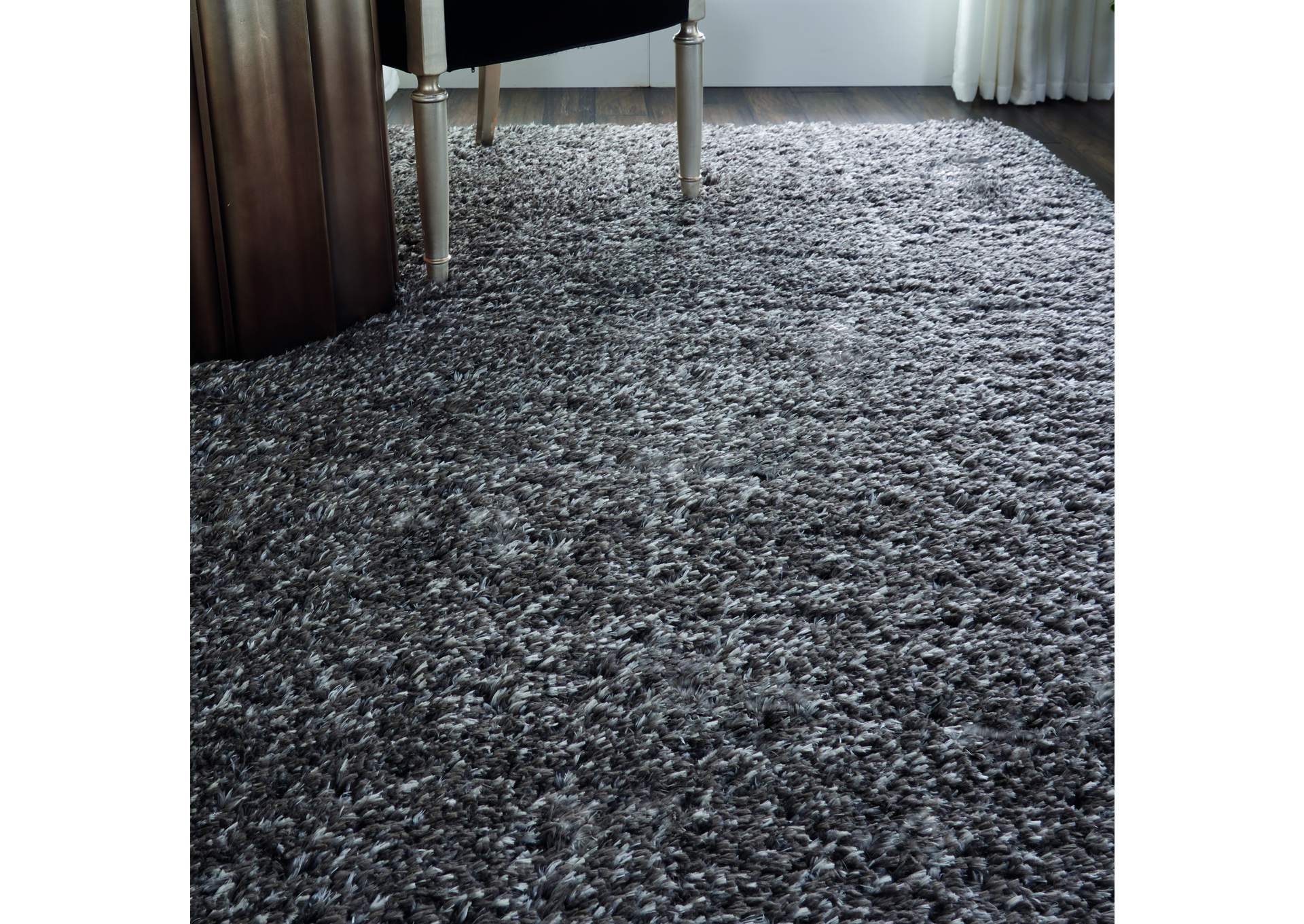Nourison Luxe Shag LXS01 Charcoal Grey 5'x7' Flokati Area Rug,Nourison
