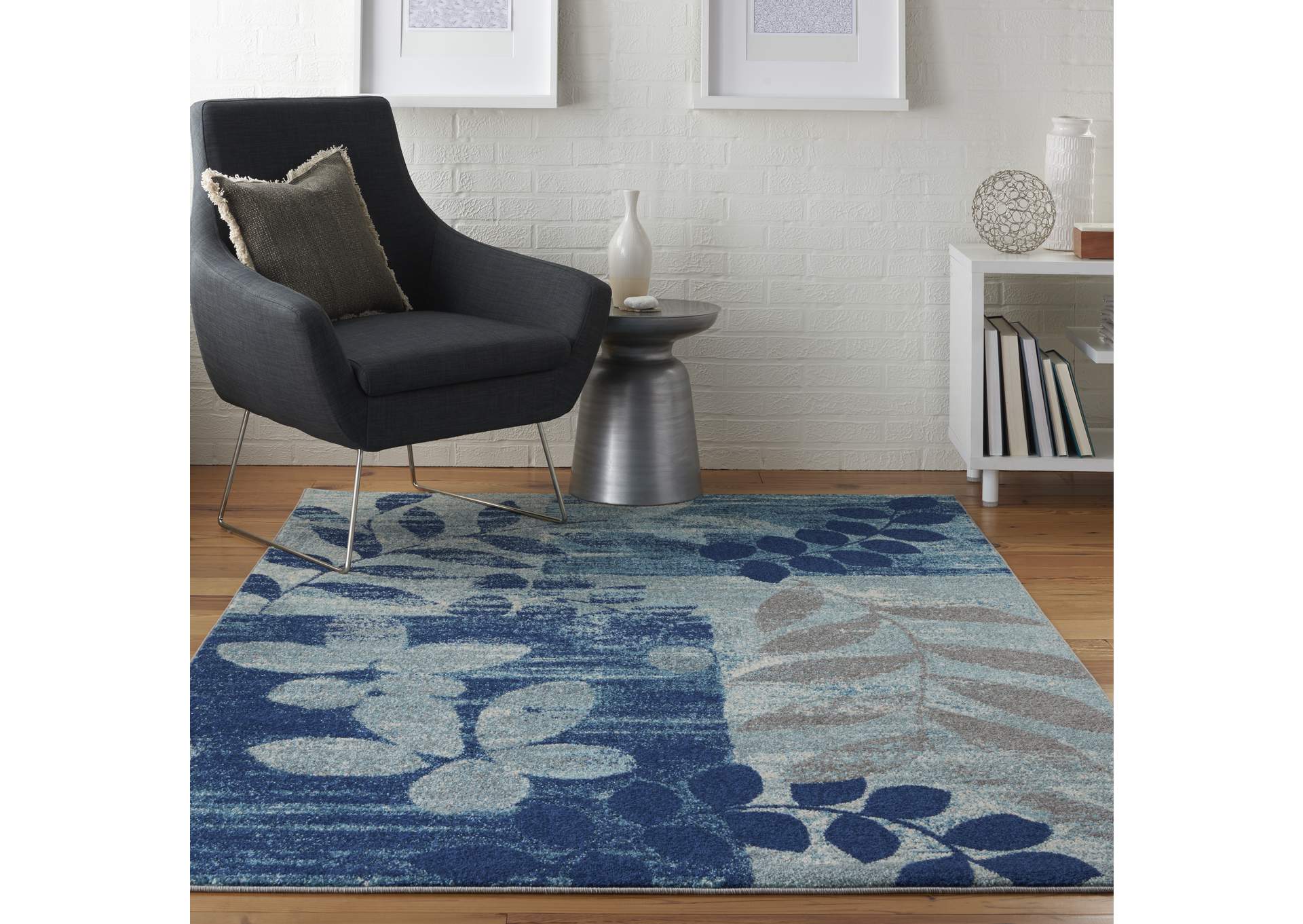 Nourison Tranquil TRA01 Navy Blue 6'x9' Modern Area Rug,Nourison