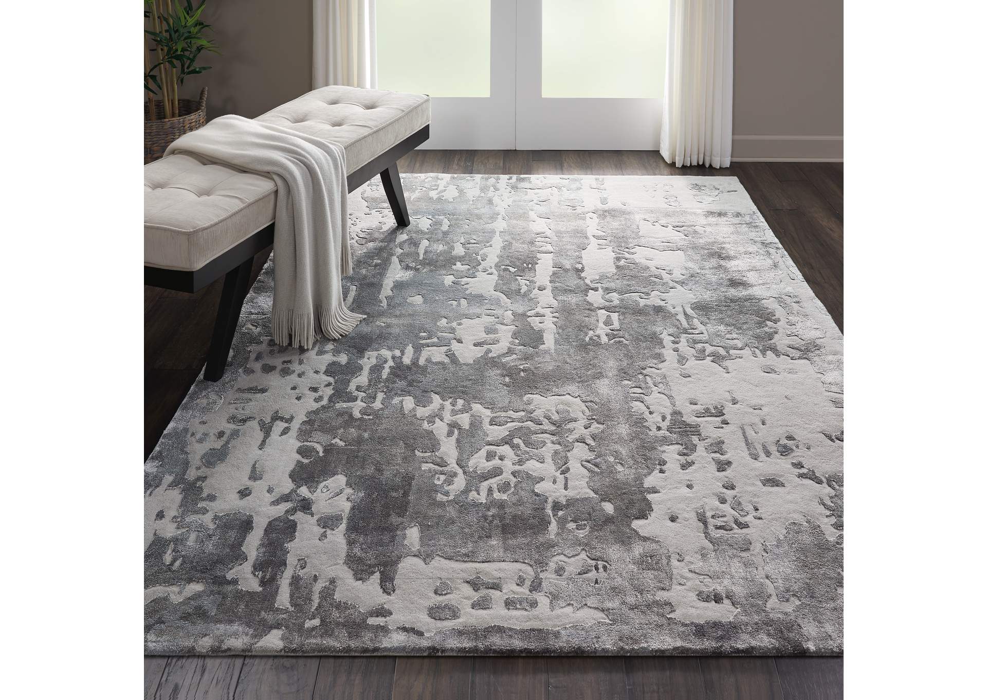 Nourison Prismatic 6'x8' Silver Grey Abstract Area Rug,Nourison
