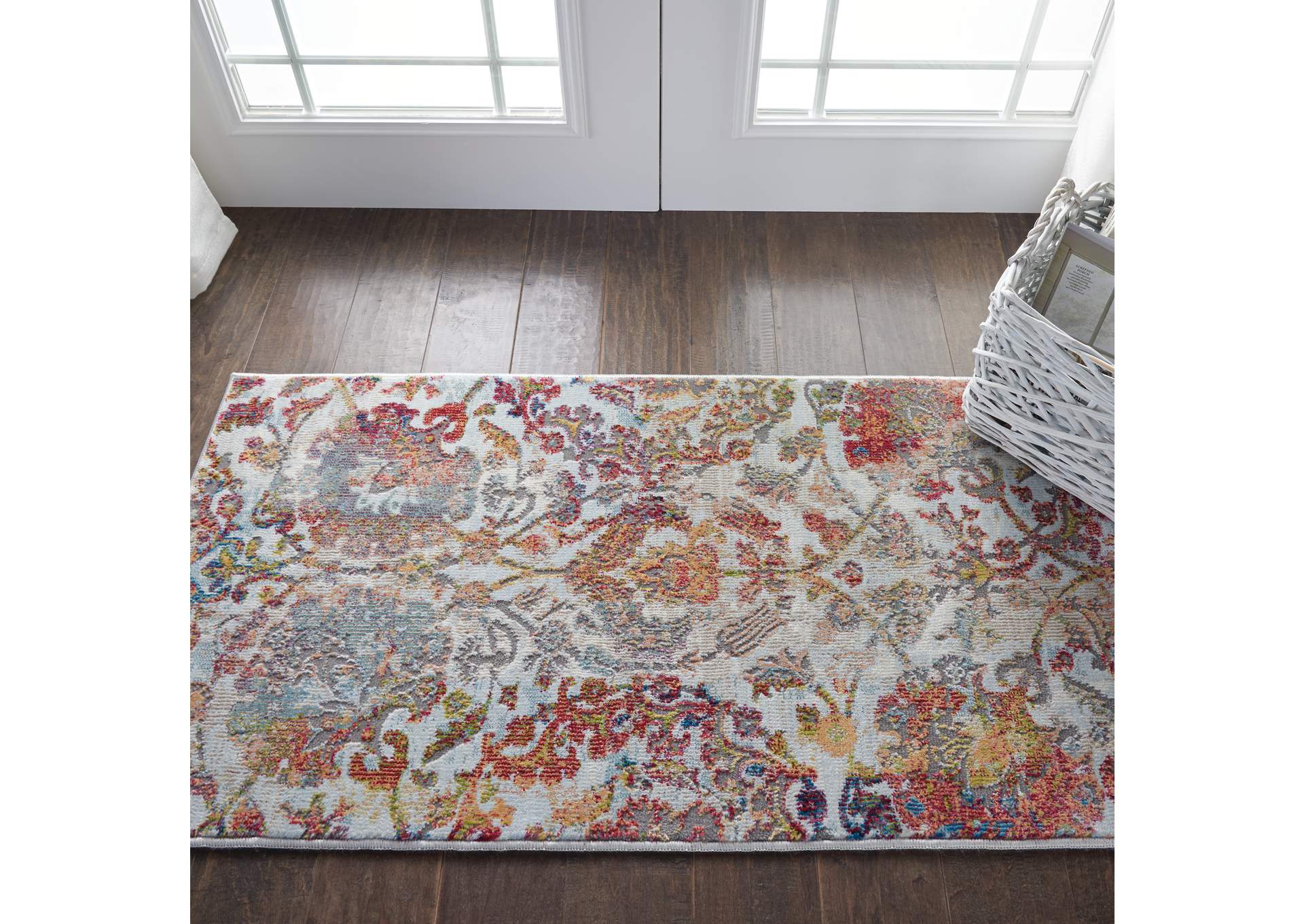 Nourison Ankara Global ANR06 White and Orange French Country Area Rug,Nourison