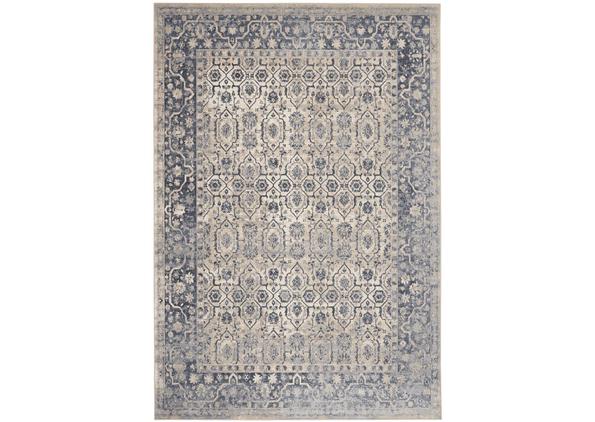 kathy ireland Home Malta MAI04 Blue and Ivory 8'x11' Rug,Nourison