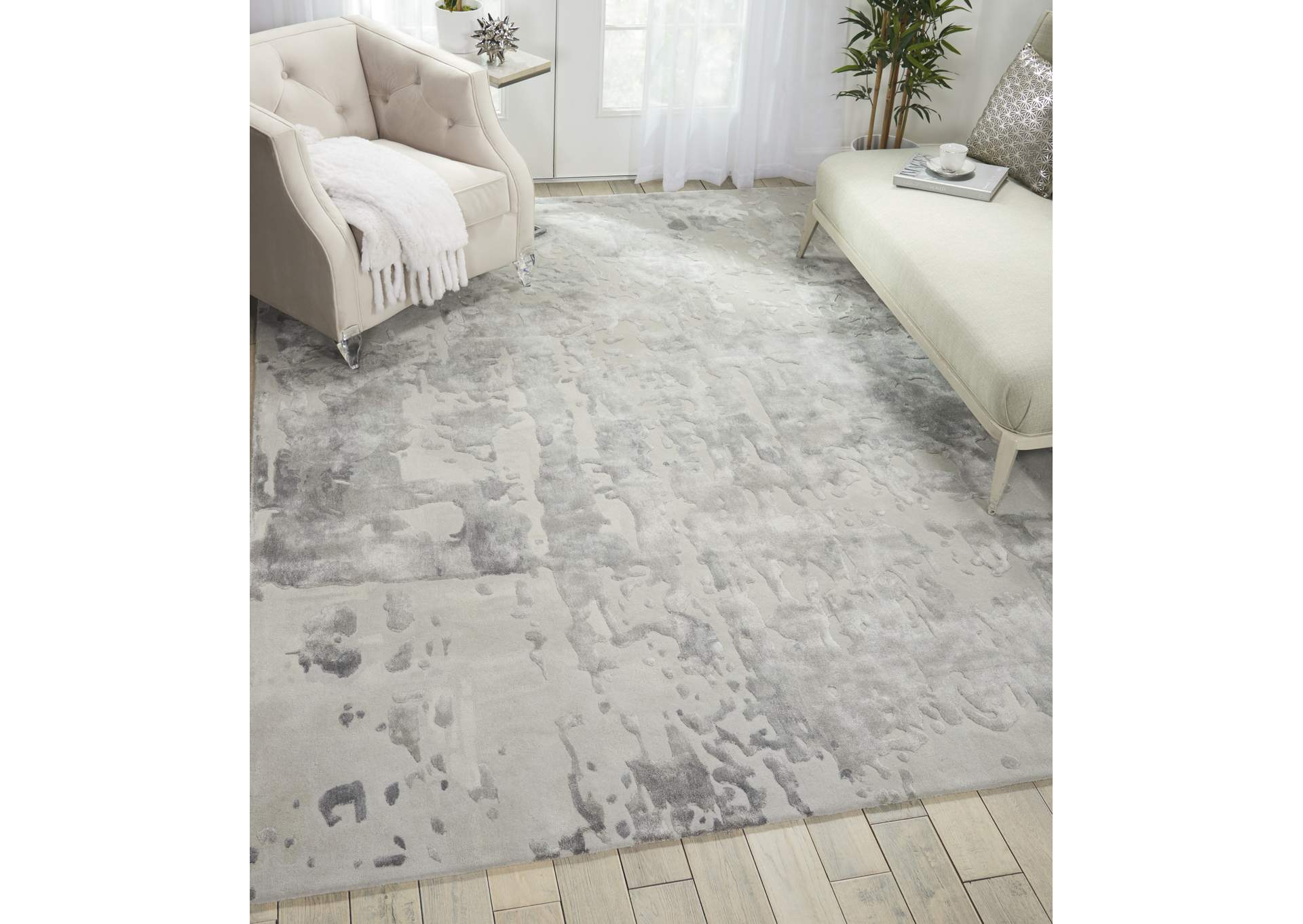 Nourison Prismatic 8'x10' Silver Grey Abstract Area Rug,Nourison