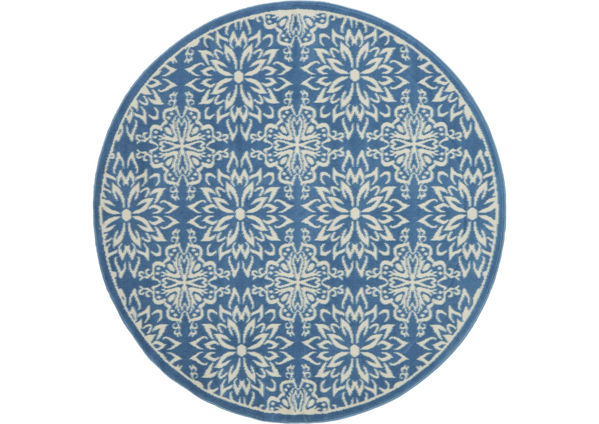Nourison Jubilant 5' Round Ivory BlueTransitional Area Rug,Nourison