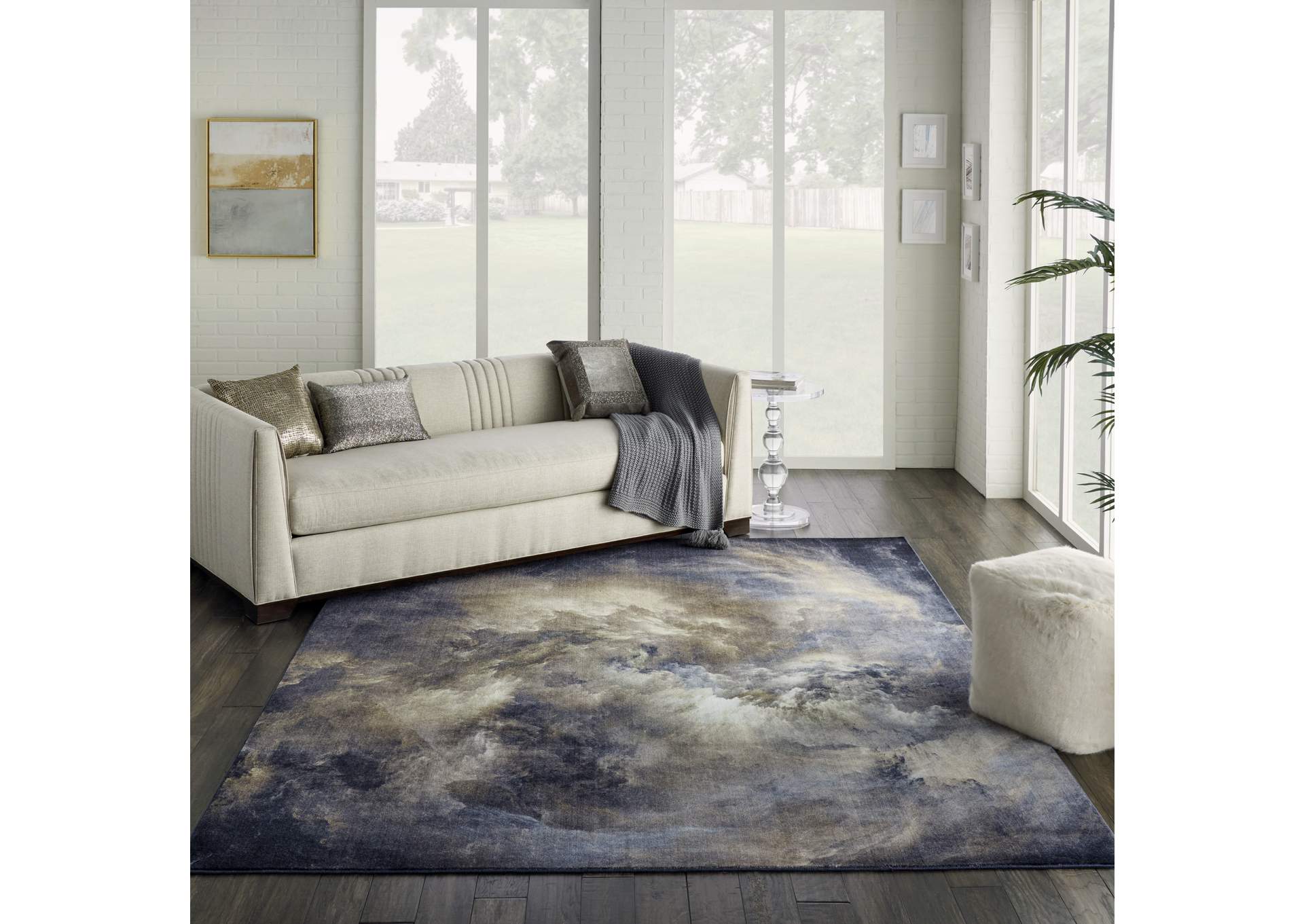 Nourison Le Reve LER07 Brown and Grey 8'x10' Large Storm Clouds Rug,Nourison