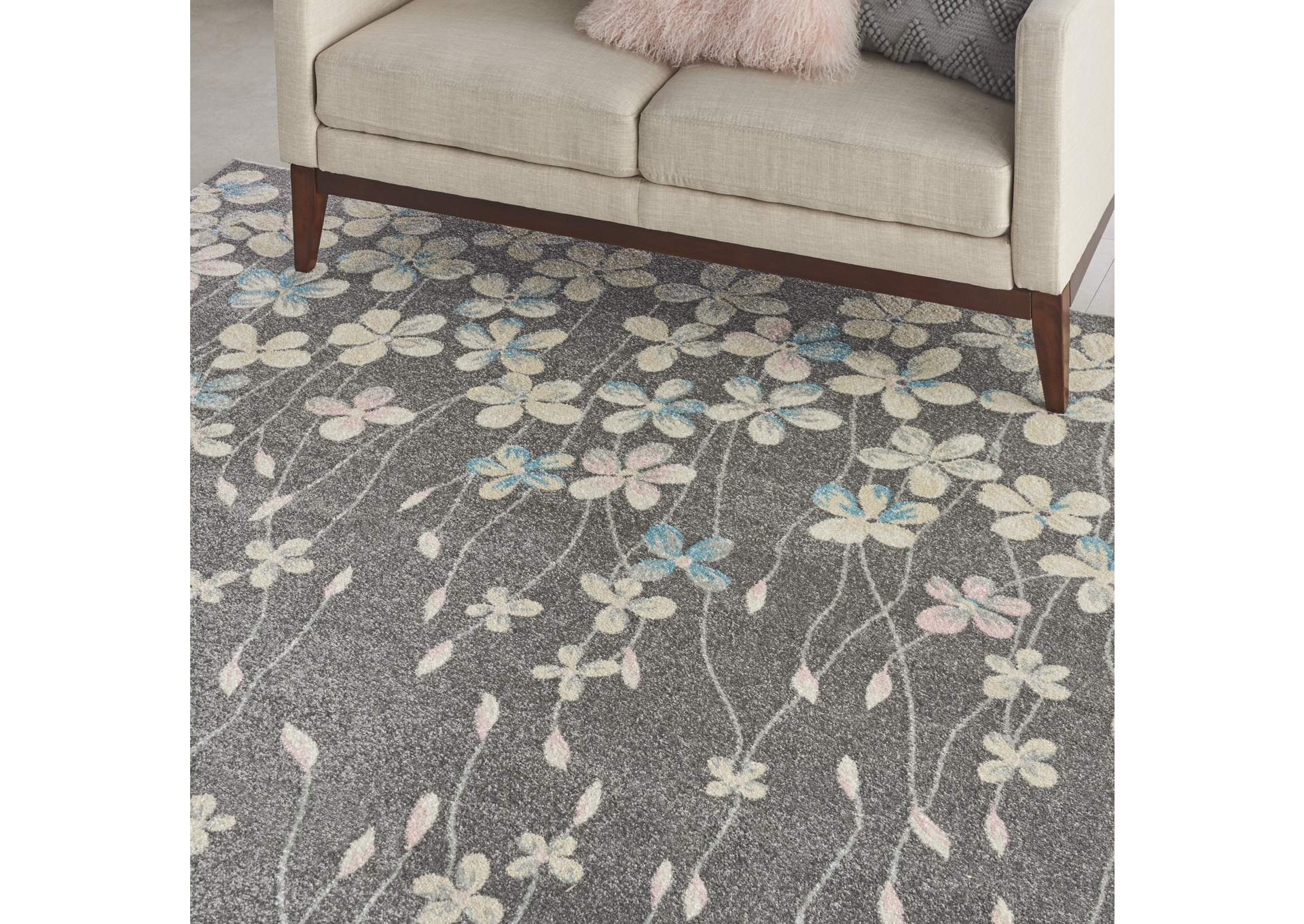 Nourison Tranquil TRA04 Grey 8'x10' Large Rug,Nourison