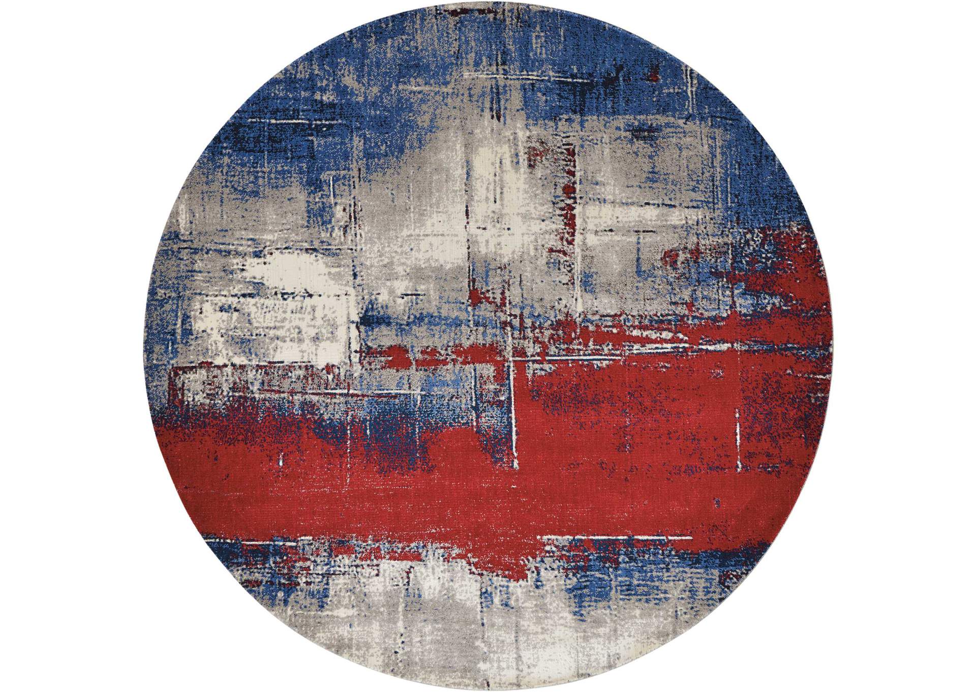 Nourison Twilight TWI19 Red and Blue 8' Round Large Rug,Nourison