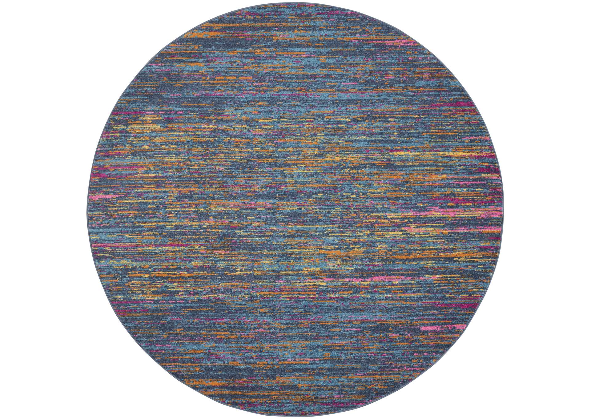 Nourison Passion 4' Round Blue Multicolor Area Rug,Nourison