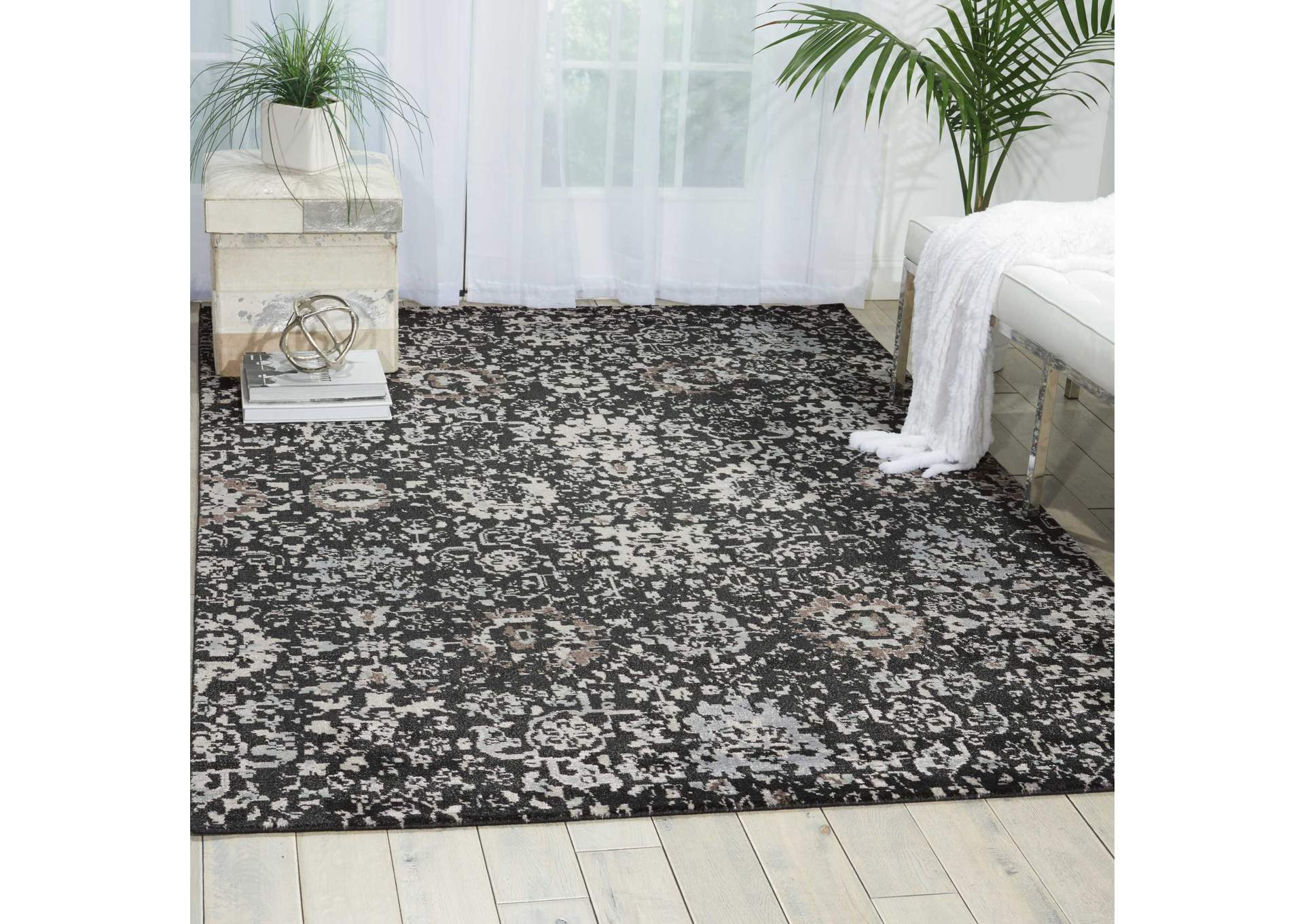 Nourison Twilight TWI13 Black and Grey 8'x10' Large Rug,Nourison