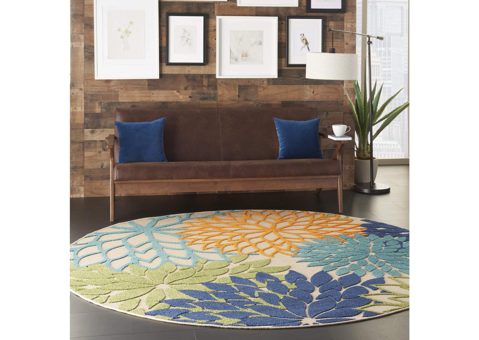 Nourison Aloha ALH05 Multicolor 8' Round Large Indoor-outdoor Rug,Nourison