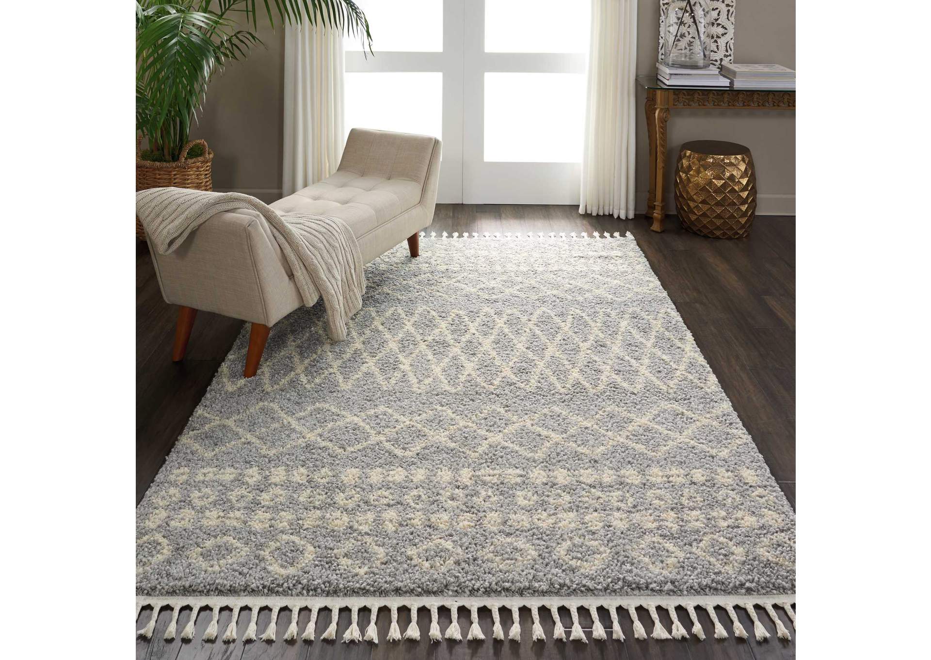 Nourison Moroccan Shag MRS02 Jute 5'x8' Plush Area Rug,Nourison