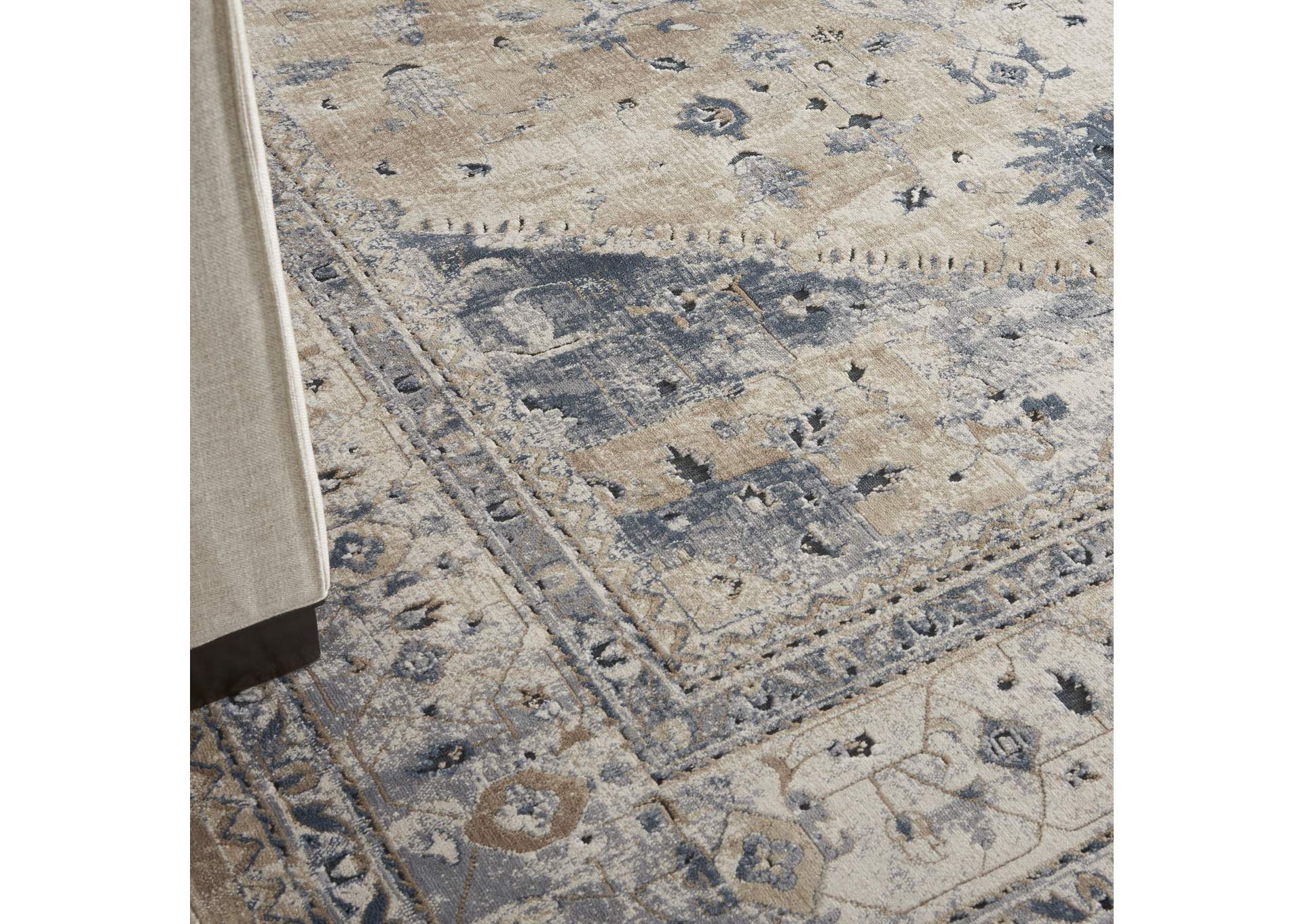 kathy ireland Home Malta MAI02 Beige and Blue 8'x11' Rug,Nourison