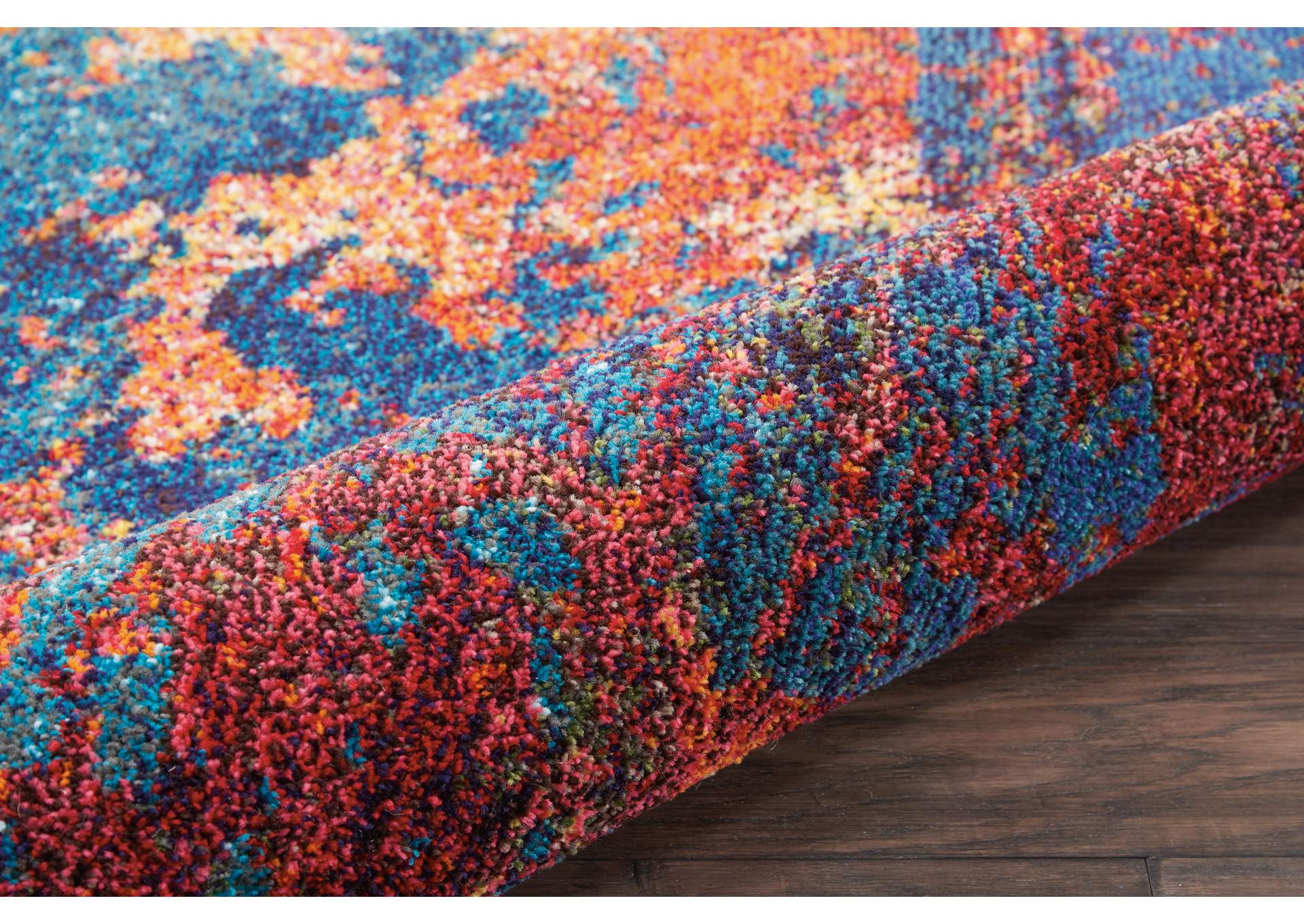 Nourison Celestial CES08 Blue and Red 4' Round Colorful Area Rug,Nourison