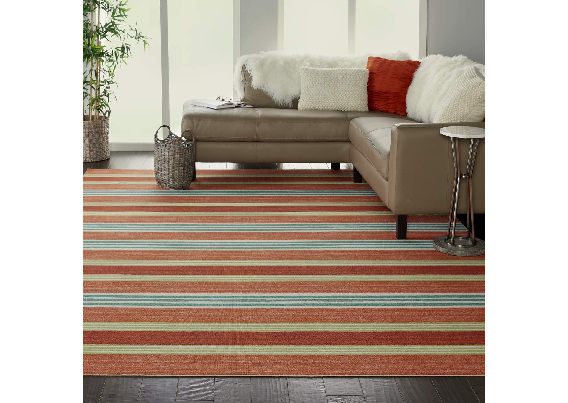 Waverly Sun N Shade SND71 Red 8'x11' Oversized Indoor-outdoor Rug,Nourison