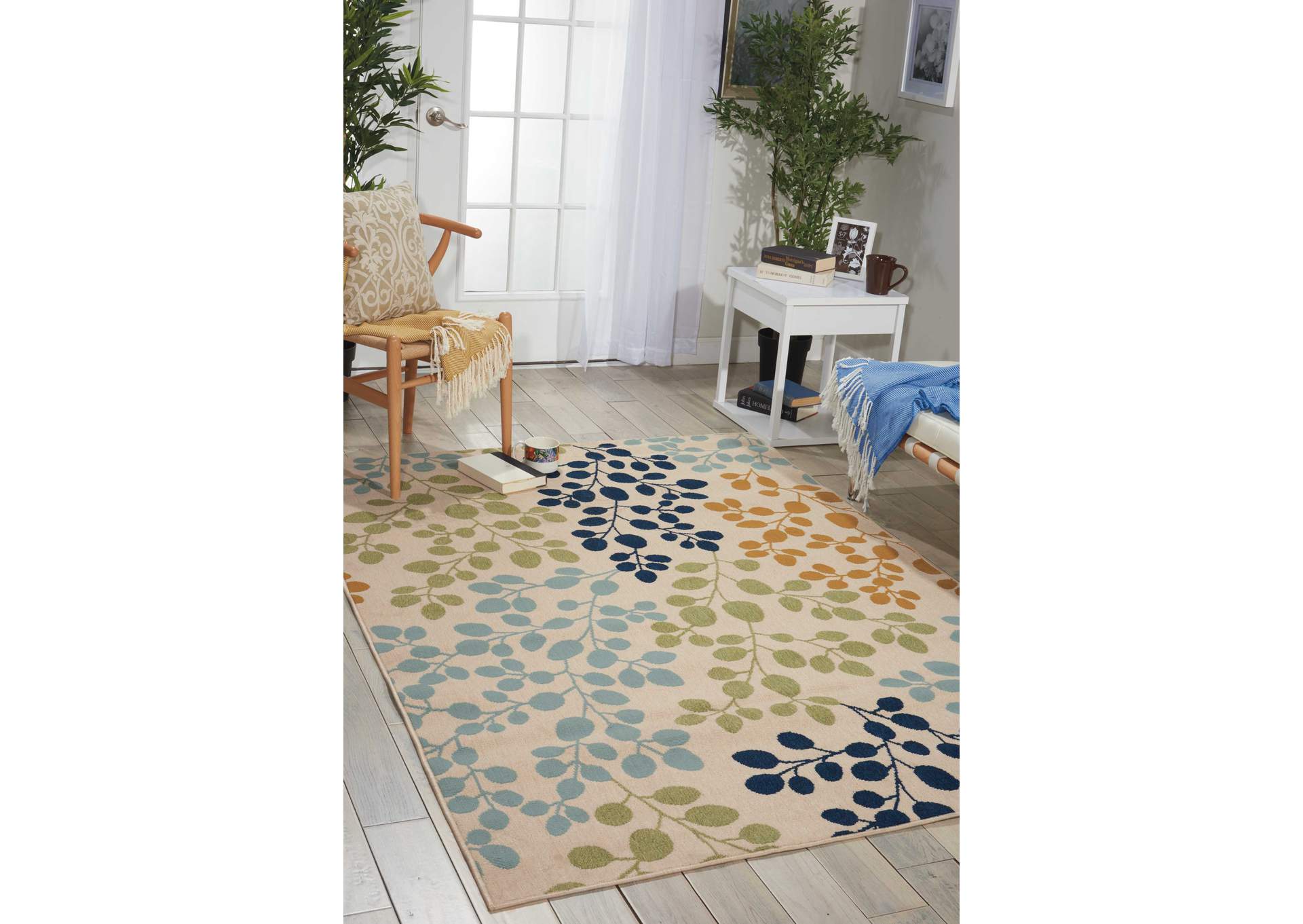 Nourison Caribbean CRB01 White Multicolor 4'x6' Area Rug,Nourison