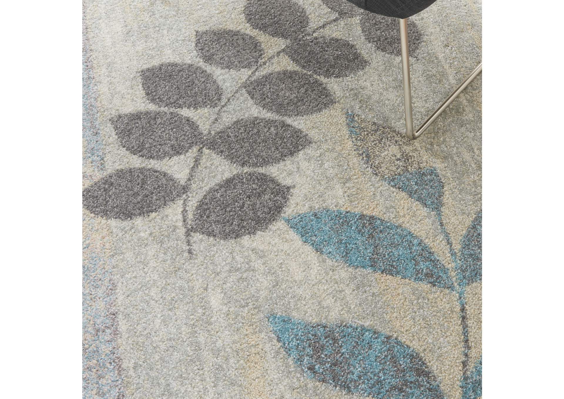 Nourison Tranquil 5' x 7' White and Blue Farmhouse Area Rug,Nourison
